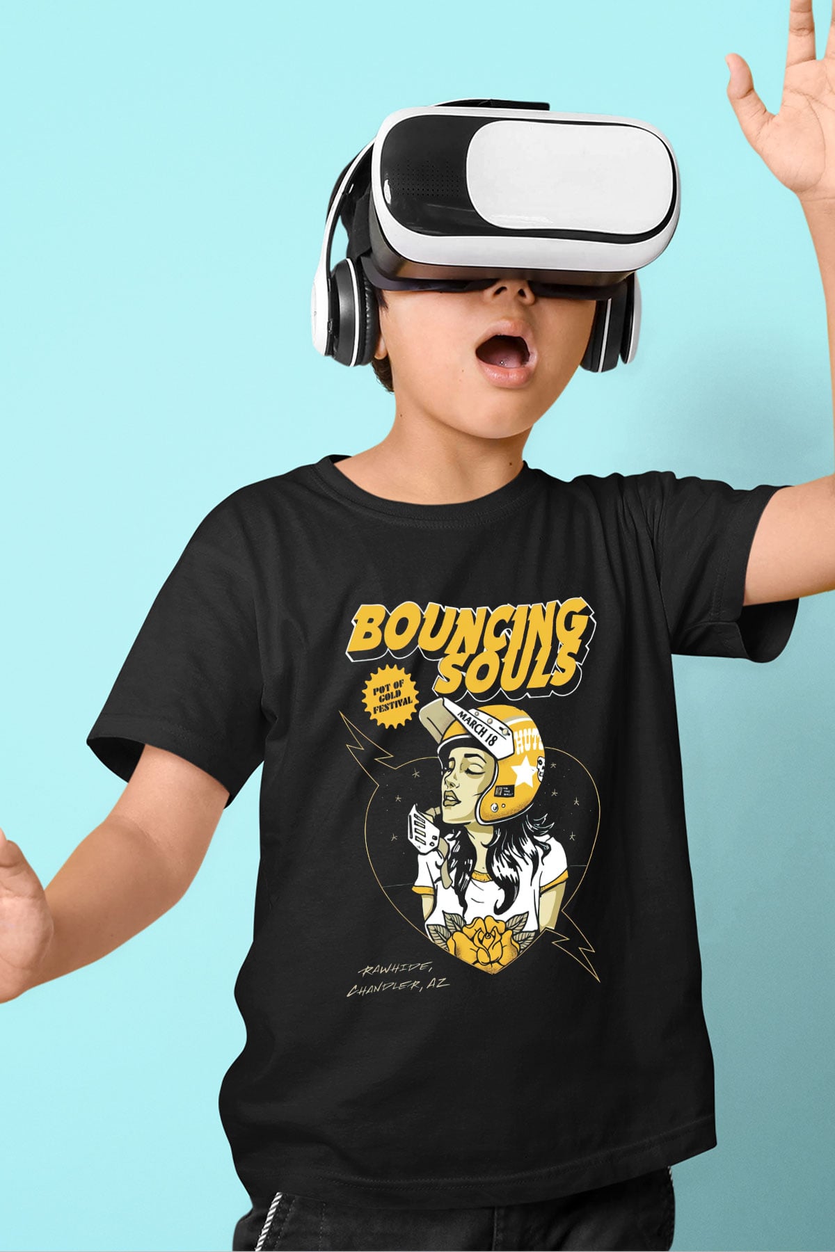 Bouncing Souls Baskılı Siyah Unisex Çocuk Tişört