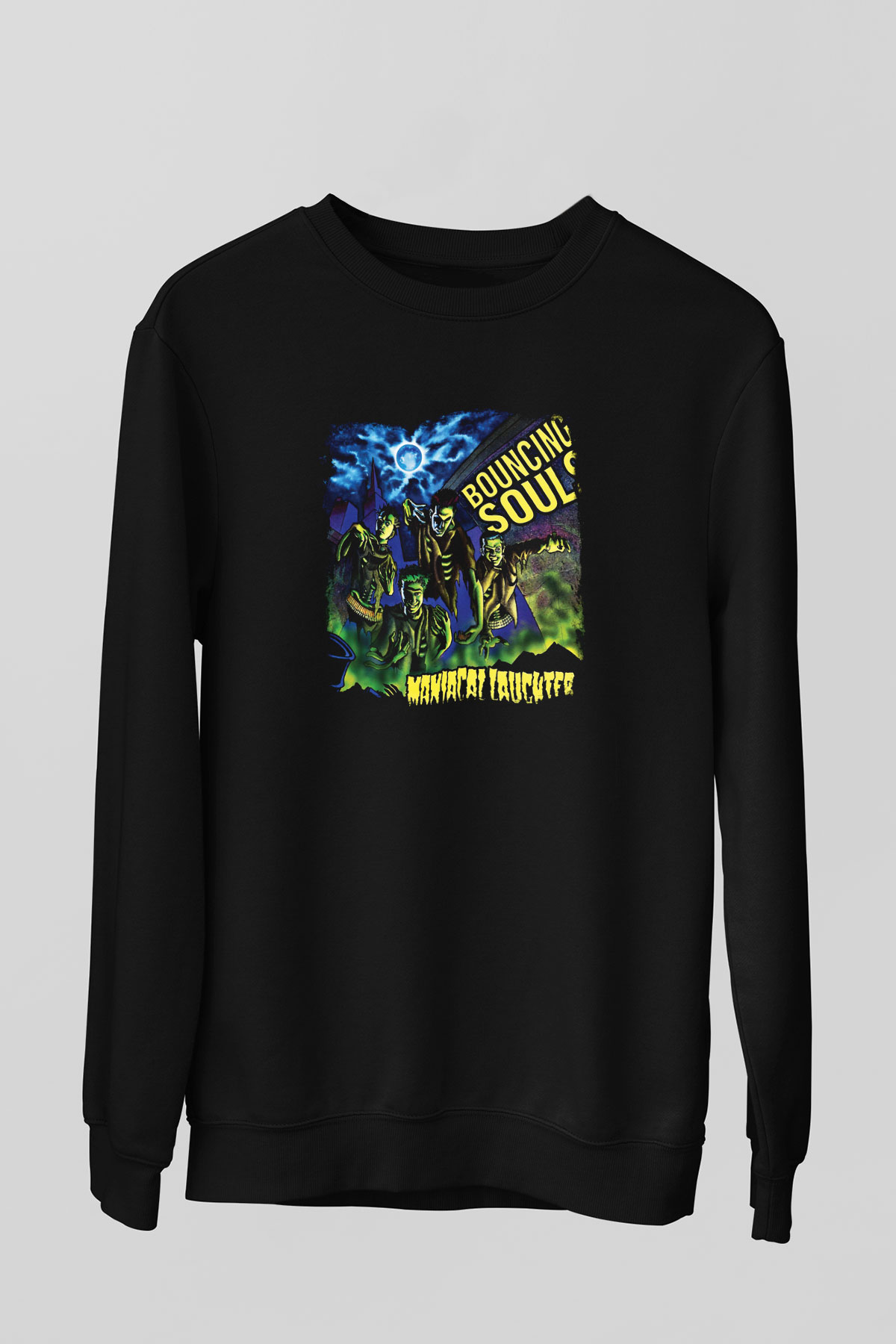 Bouncing Souls Baskılı Unisex Siyah Sweatshirt