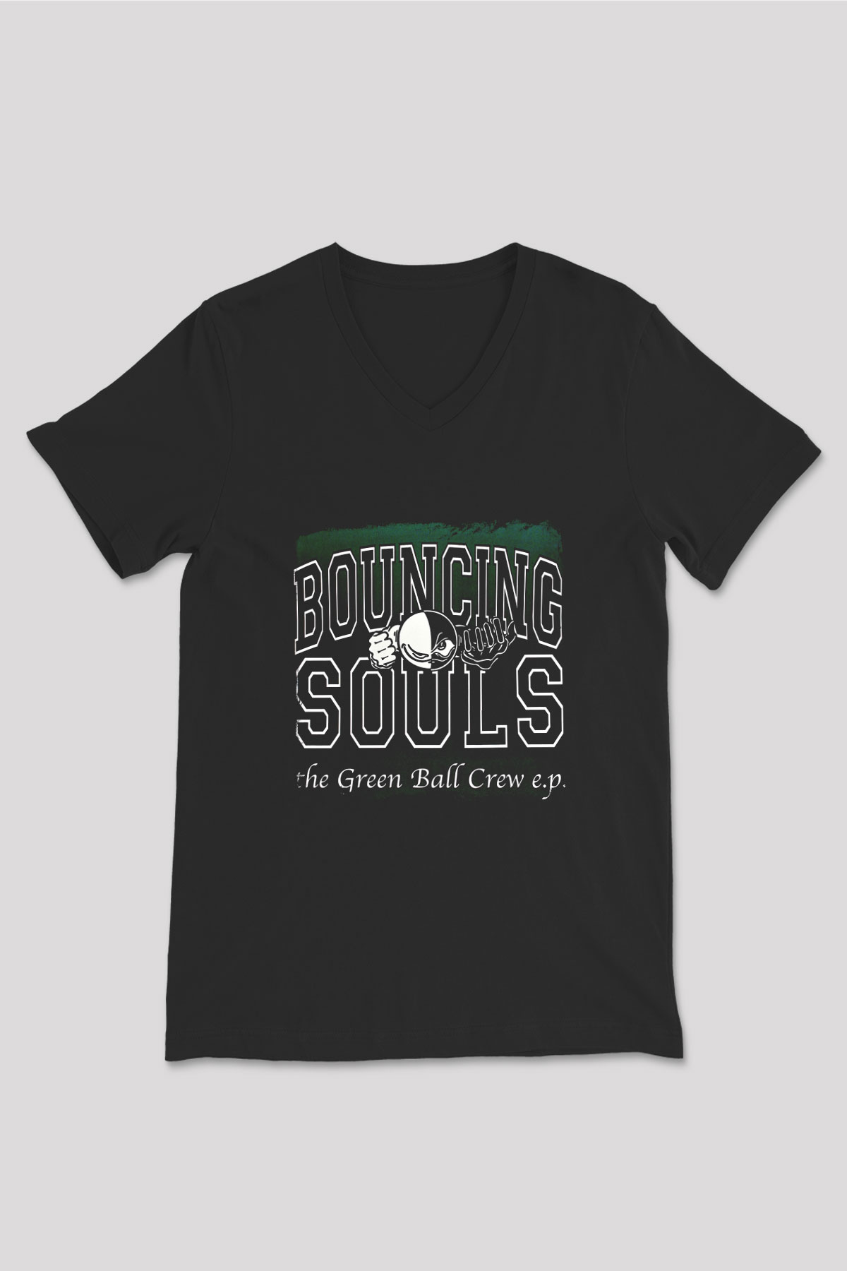 Bouncing Souls Baskılı Unisex Siyah V Yaka Tişört