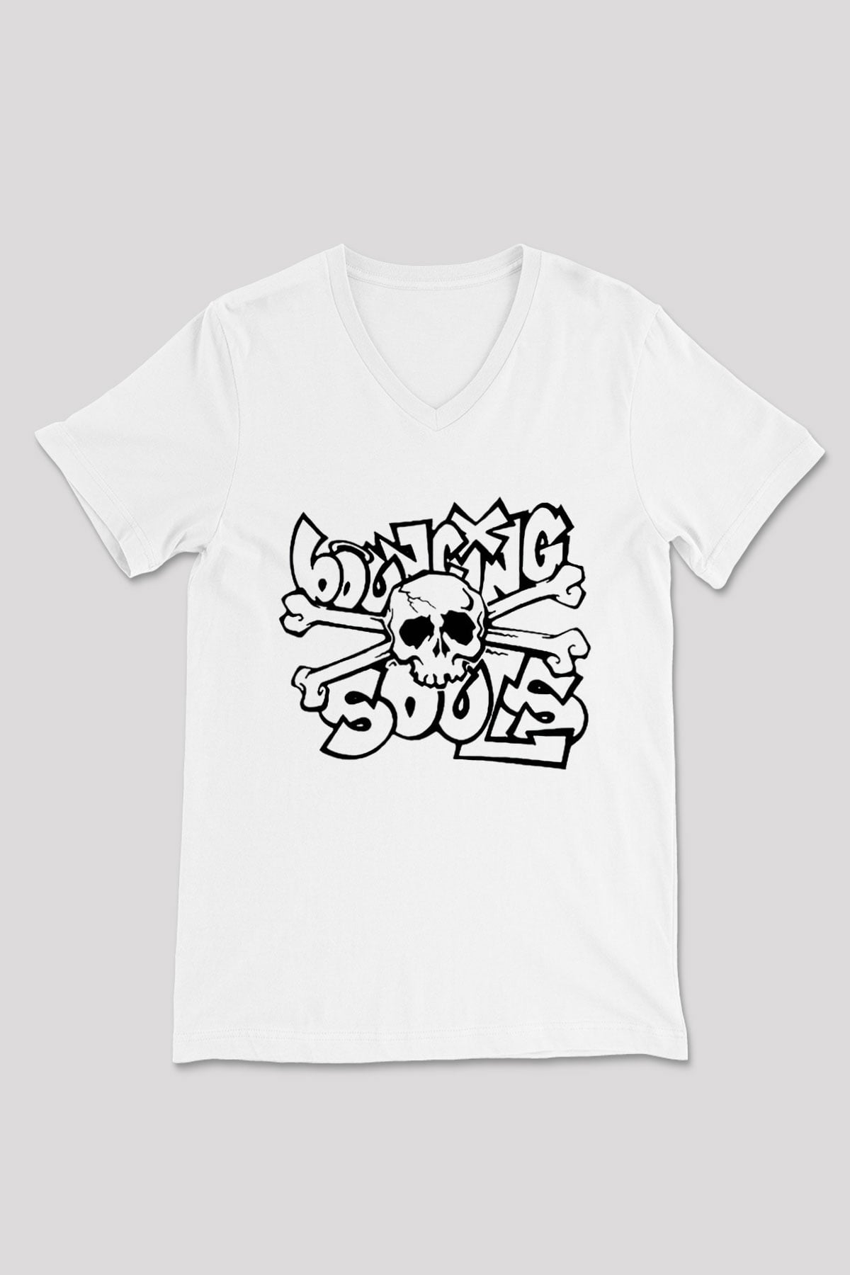 Bouncing Souls Beyaz Unisex V Yaka Tişört
