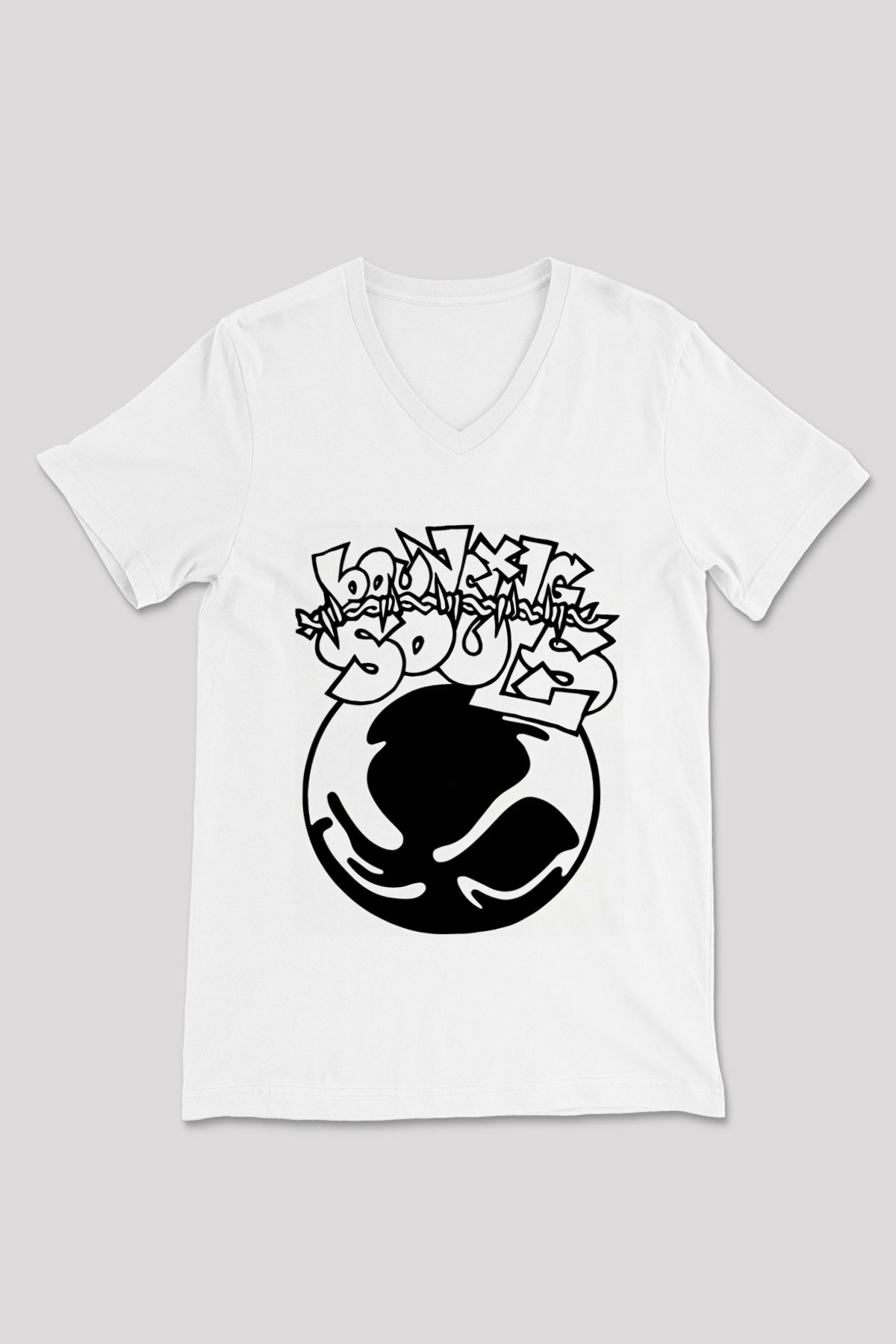 Bouncing Souls Beyaz Unisex V Yaka Tişört