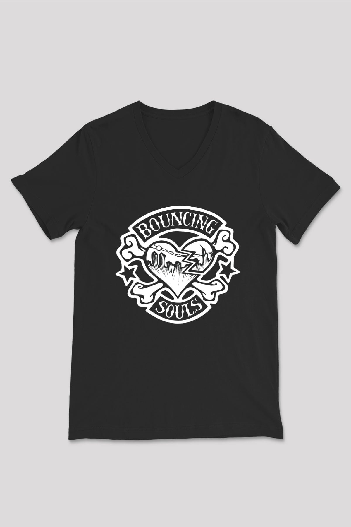 Bouncing Souls Siyah Unisex V Yaka Tişört T-Shirt