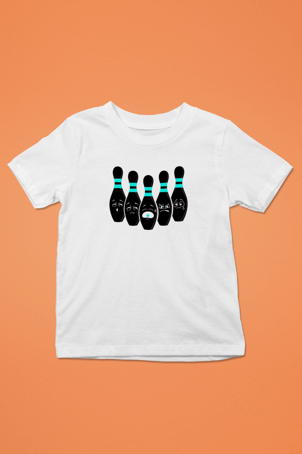 Bovling Baskılı Unisex Beyaz Çocuk Tişört - Tshirt