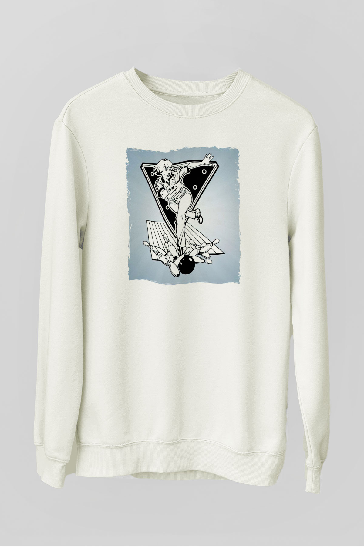Bovling Beyaz Unisex Sweatshirt