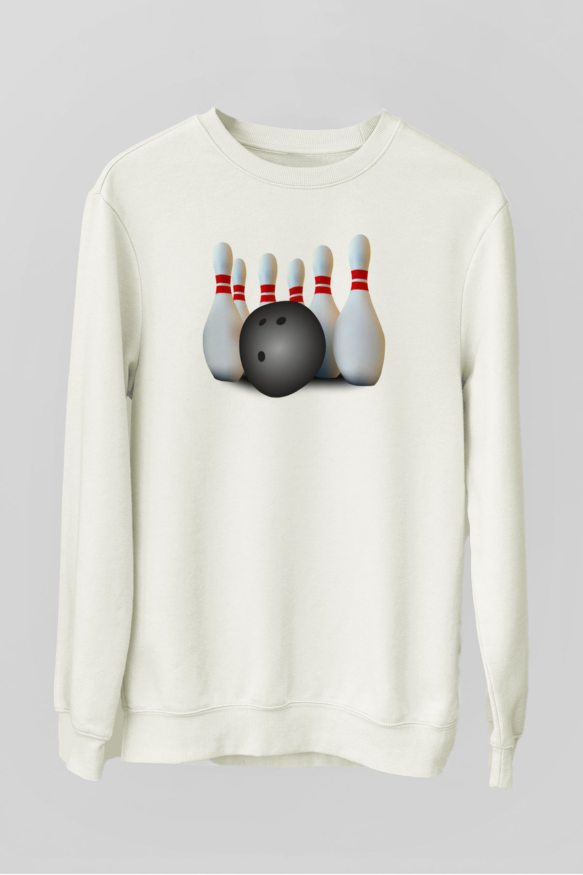Bovling Beyaz Unisex Sweatshirt