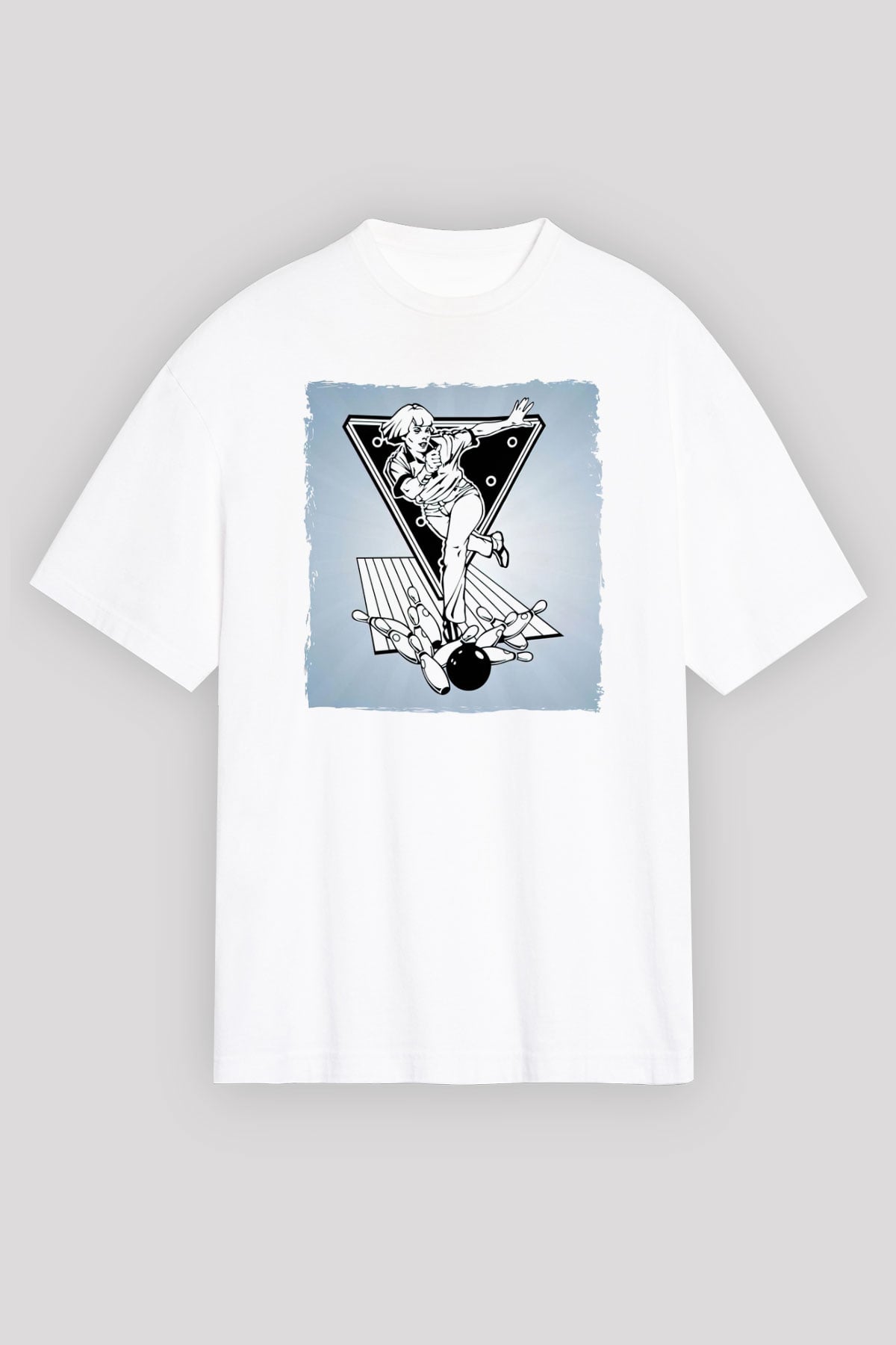 Bovling Beyaz Oversize Tişört Oversize T-shirt - TişörtFabrikası