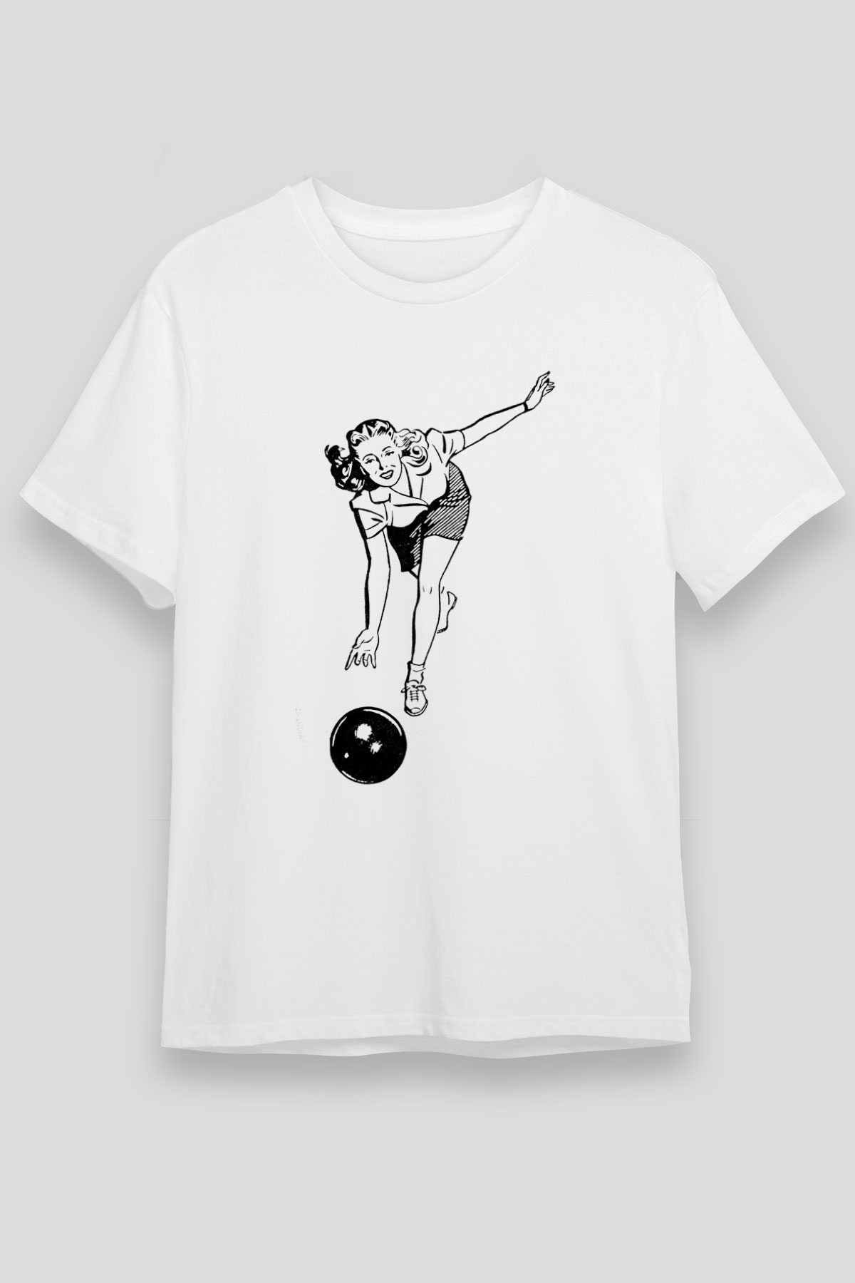 Bovling Beyaz Unisex Tişört T-Shirt - TişörtFabrikası