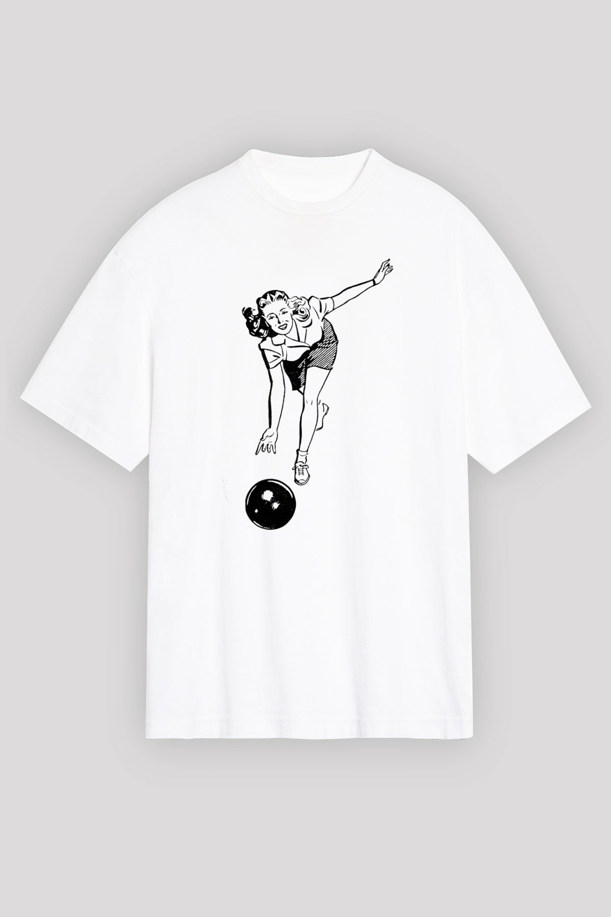 Bovling Beyaz Oversize Tişört Oversize T-shirt - TişörtFabrikası