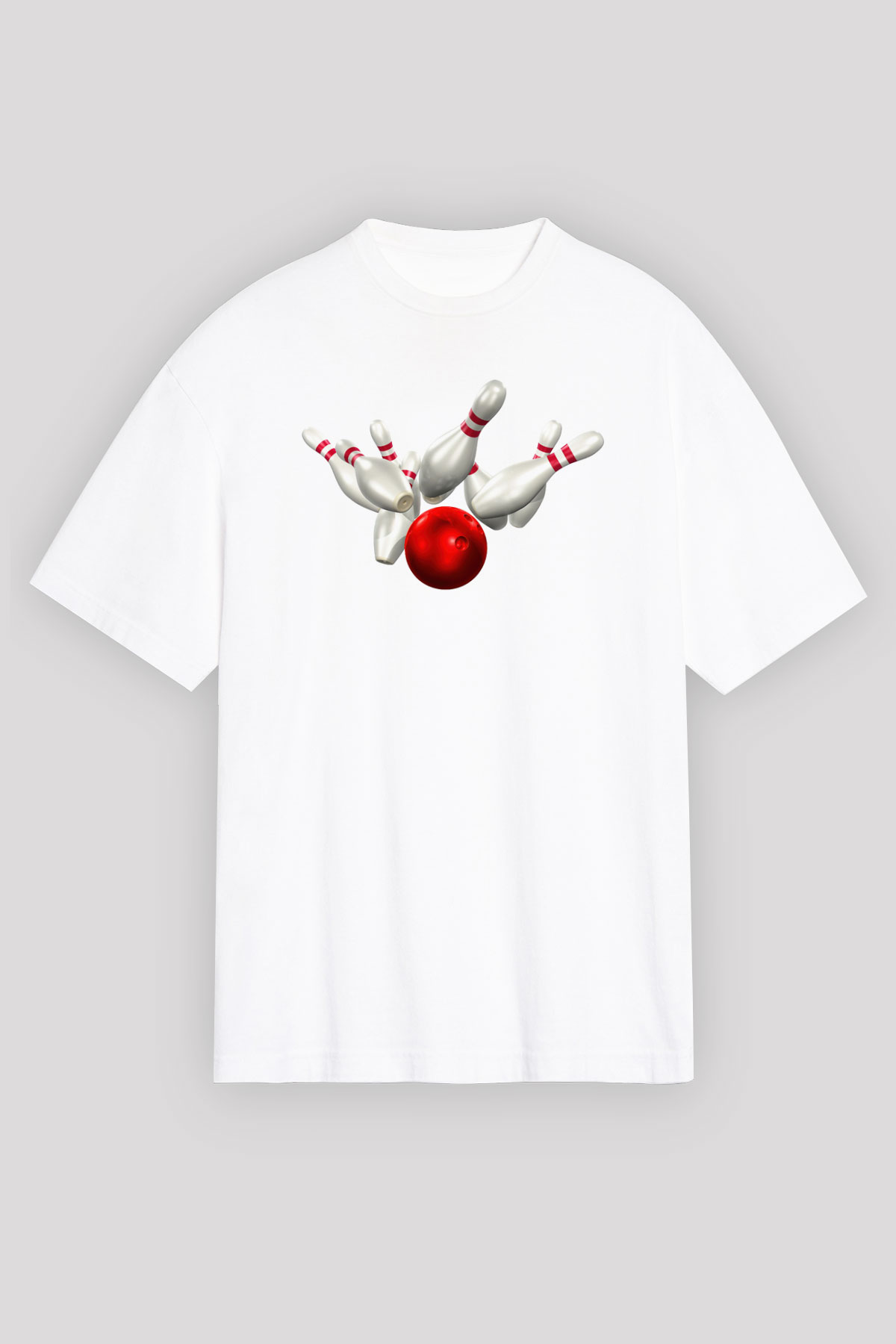 Bovling Beyaz Oversize Tişört Oversize T-shirt - TişörtFabrikası