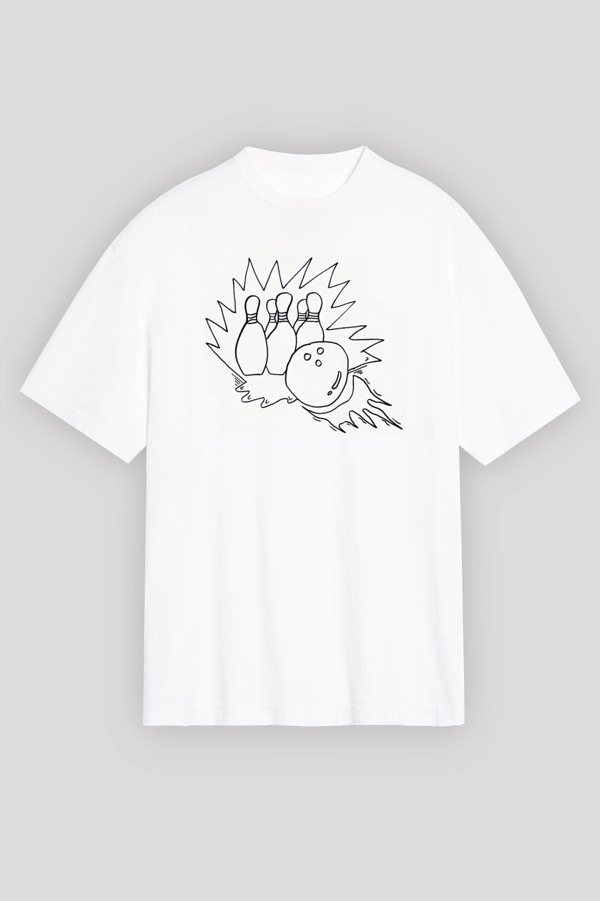 Bovling Beyaz Oversize Tişört Oversize T-shirt - TişörtFabrikası