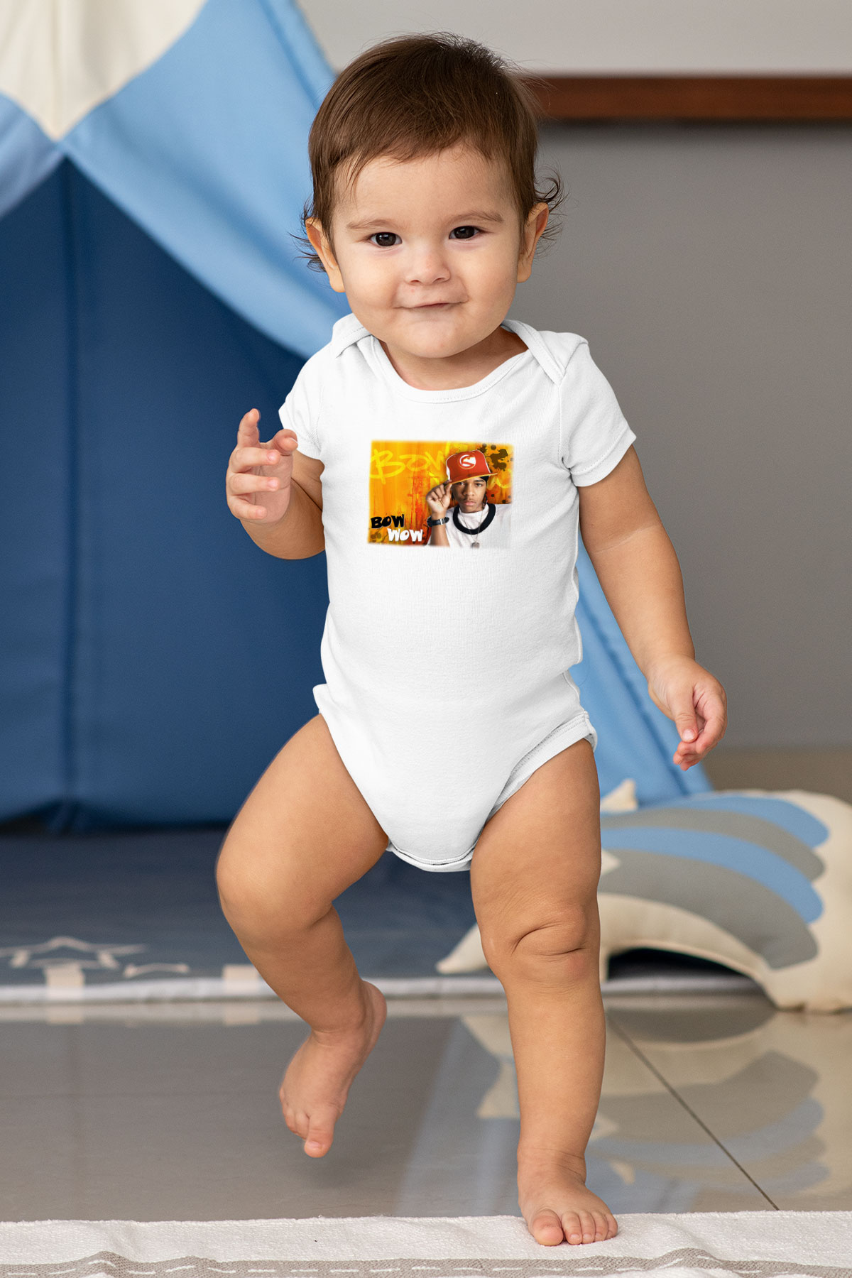 Bow Wow Baskılı Beyaz Unisex Bebek Body - Zıbın
