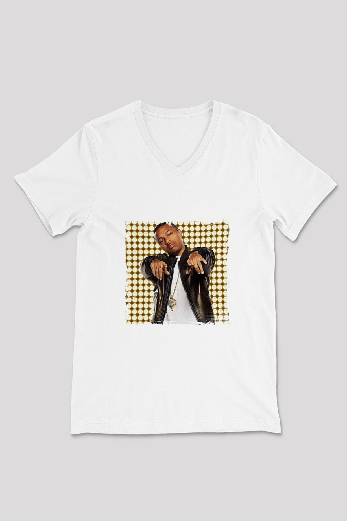 Bow Wow Baskılı Beyaz V Yaka Unisex Tişört
