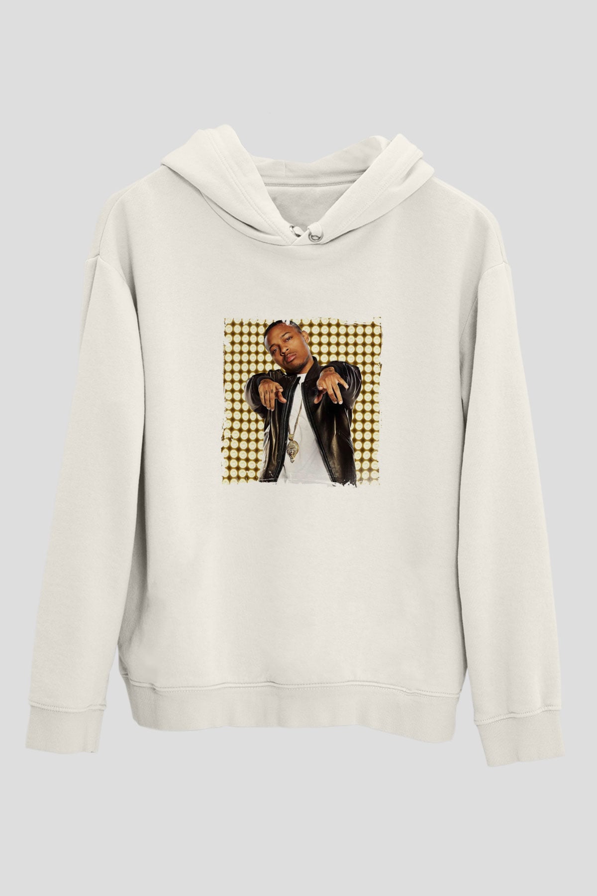 Bow Wow Baskılı Unisex Beyaz Hoodie