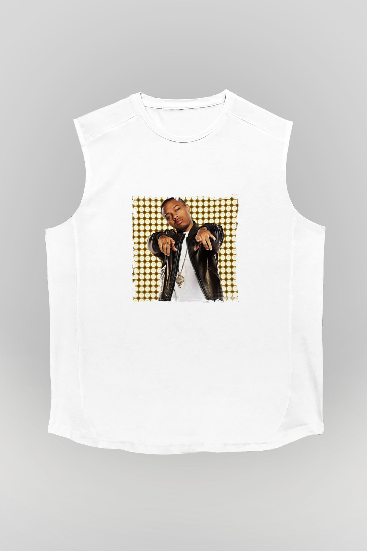 Bow Wow Baskılı Unisex Beyaz Kolsuz Tişört