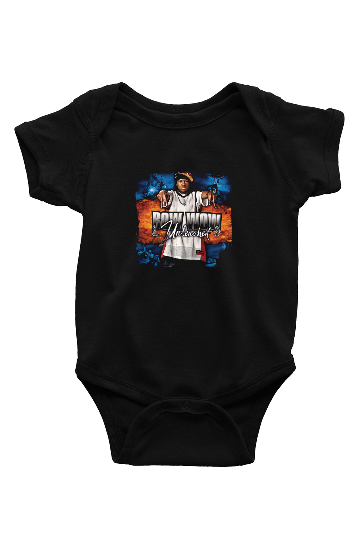 Bow Wow Baskılı Unisex Siyah Bebek Body - Zıbın