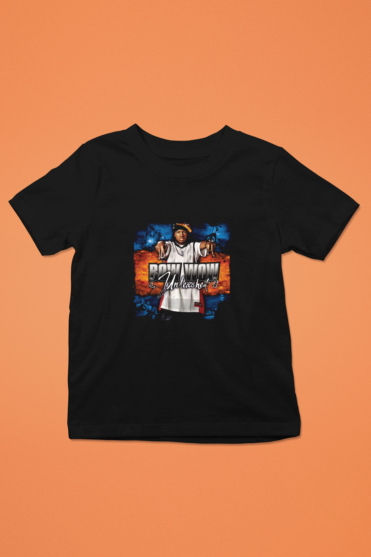 Bow Wow Baskılı Unisex Siyah Çocuk Tişört