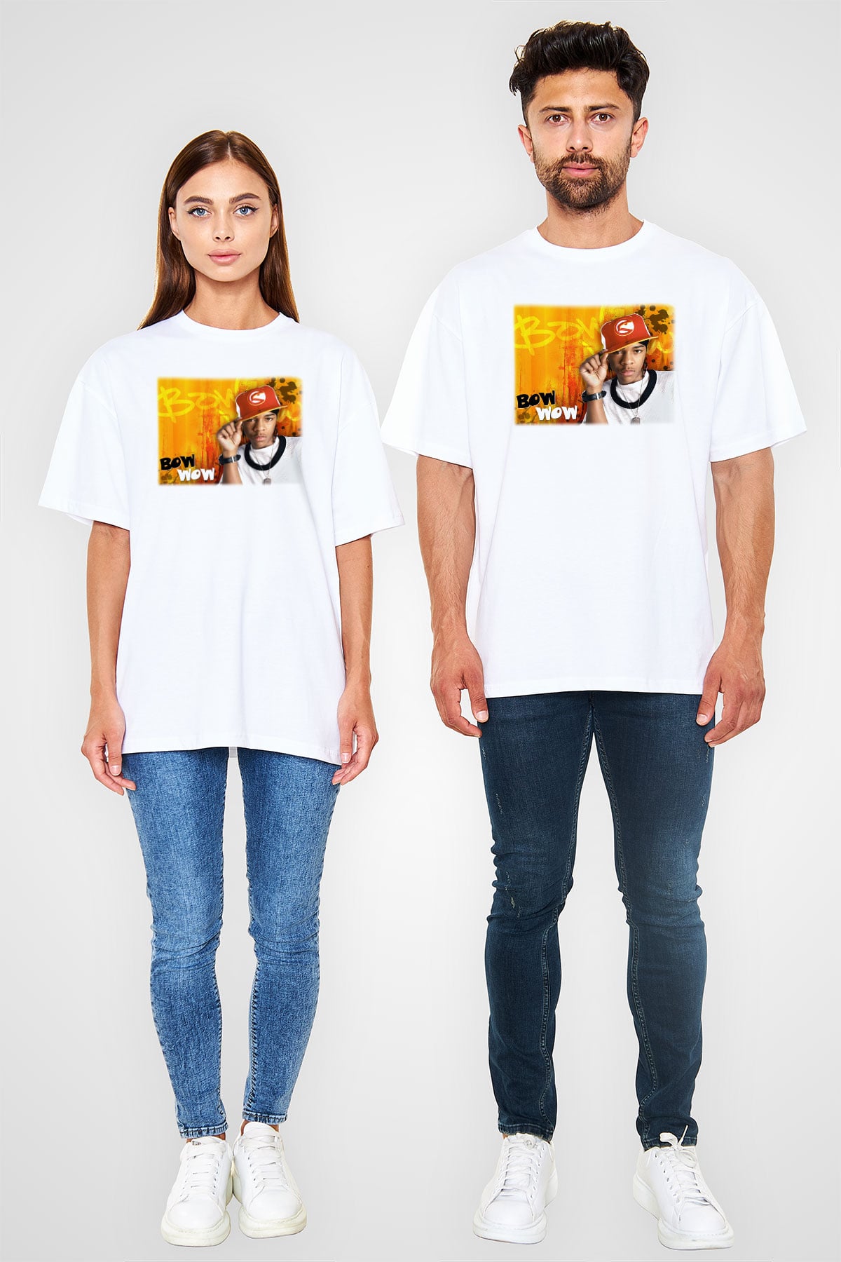 Bow Wow Beyaz Unisex Oversize Tişört T-Shirt