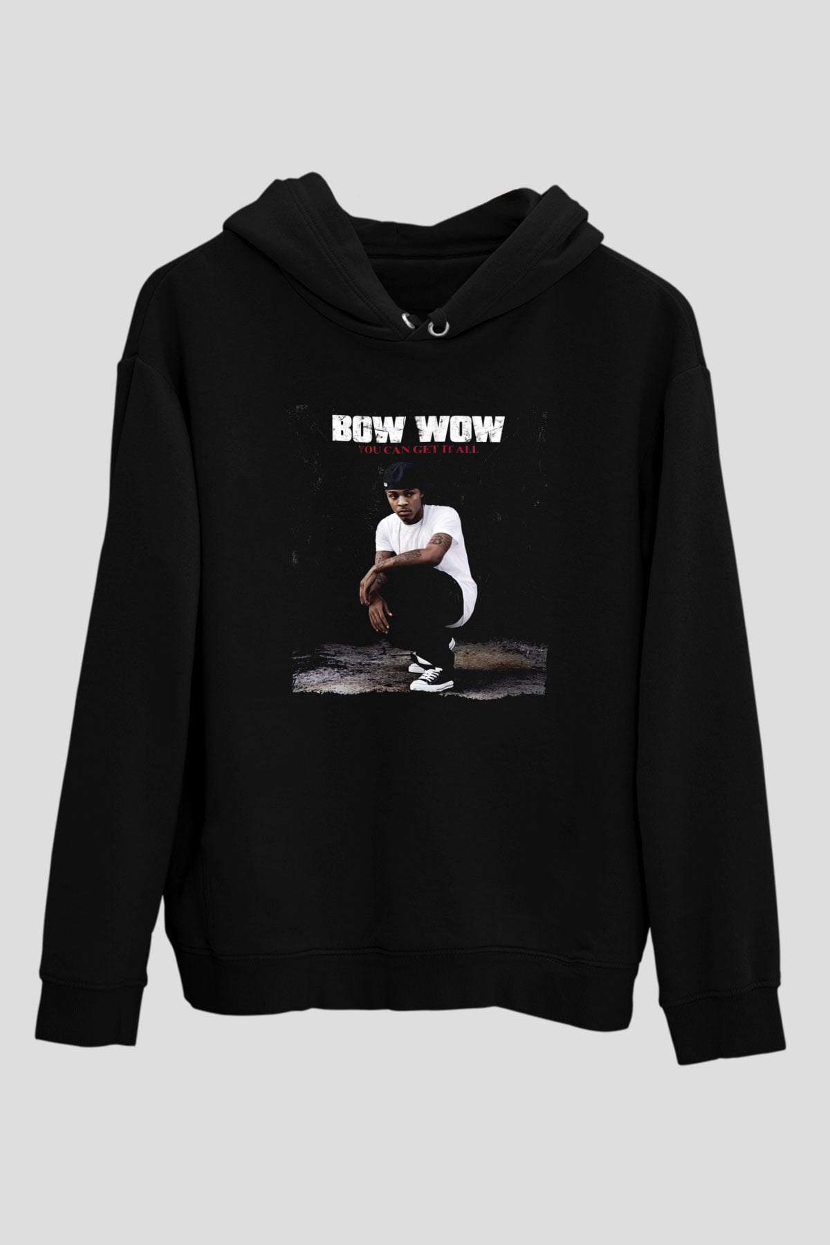 Bow Wow Siyah Unisex Kapüşonlu Sweatshirt