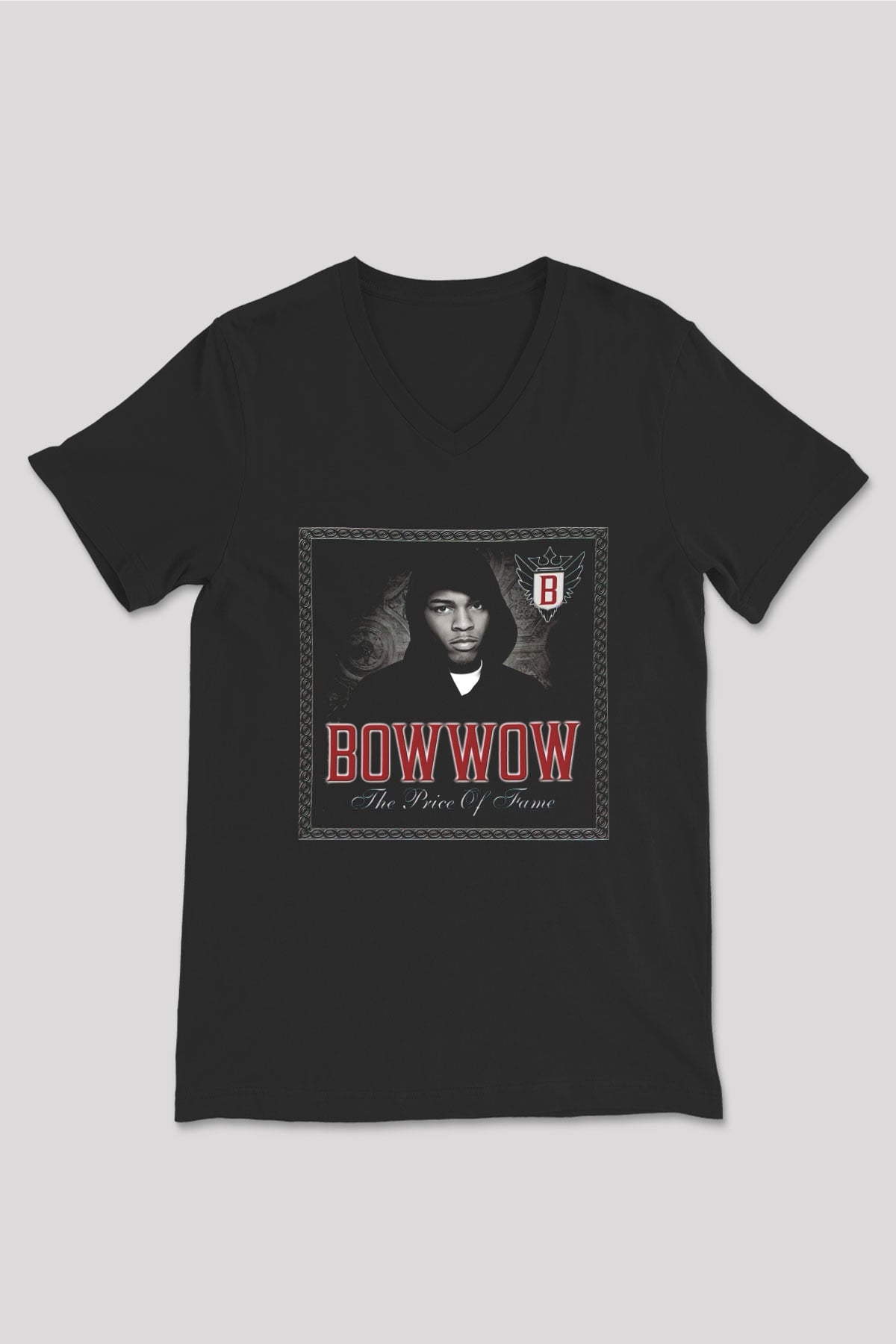 Bow Wow Siyah Unisex V Yaka Tişört
