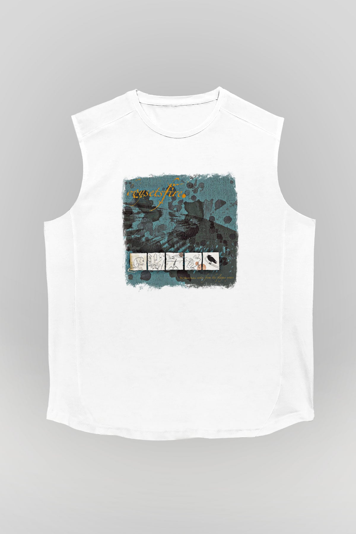 Boysetsfire Baskılı Unisex Beyaz Kolsuz Tişört