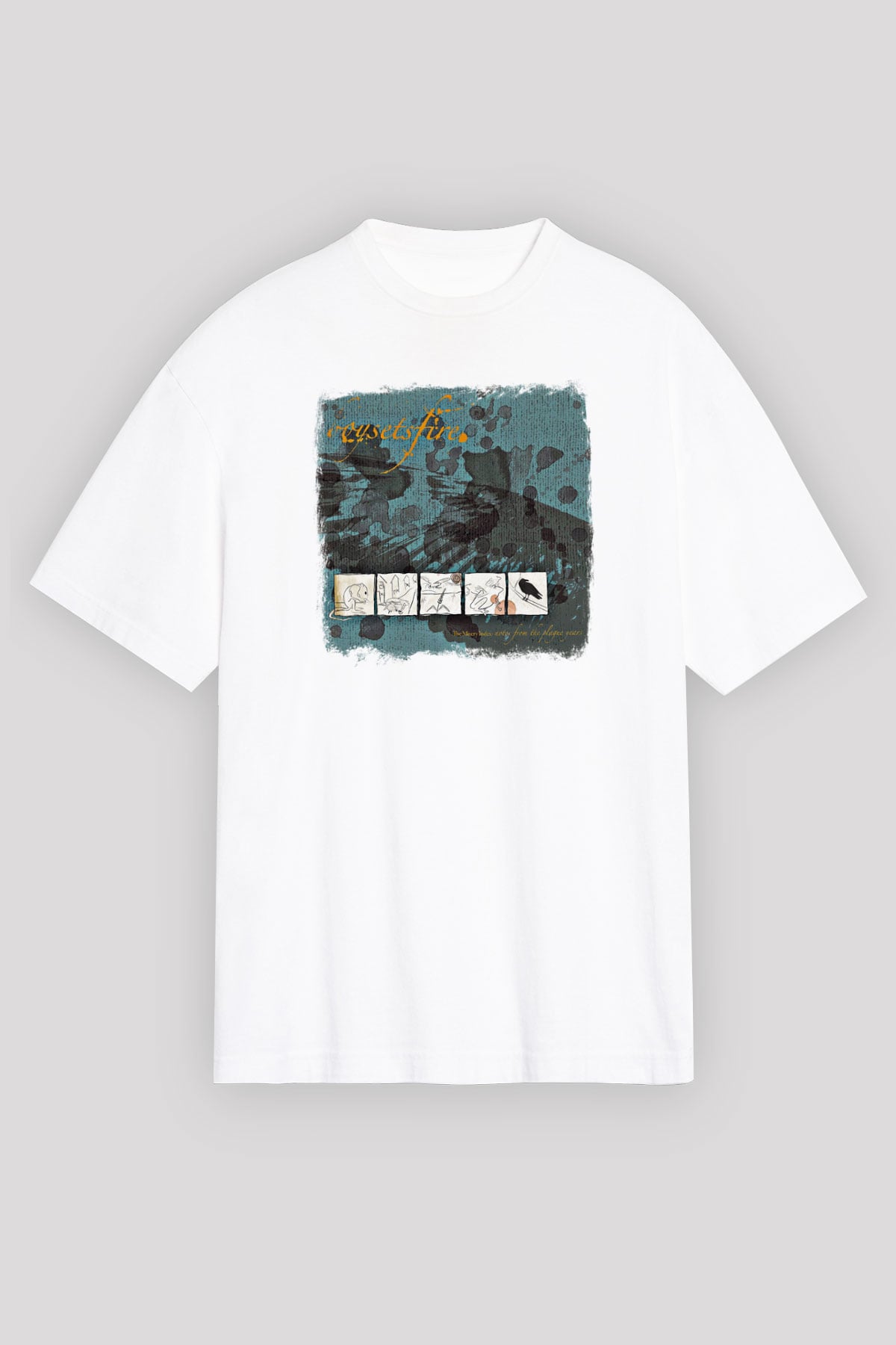Boysetsfire Baskılı Unisex Beyaz Oversize Tişört