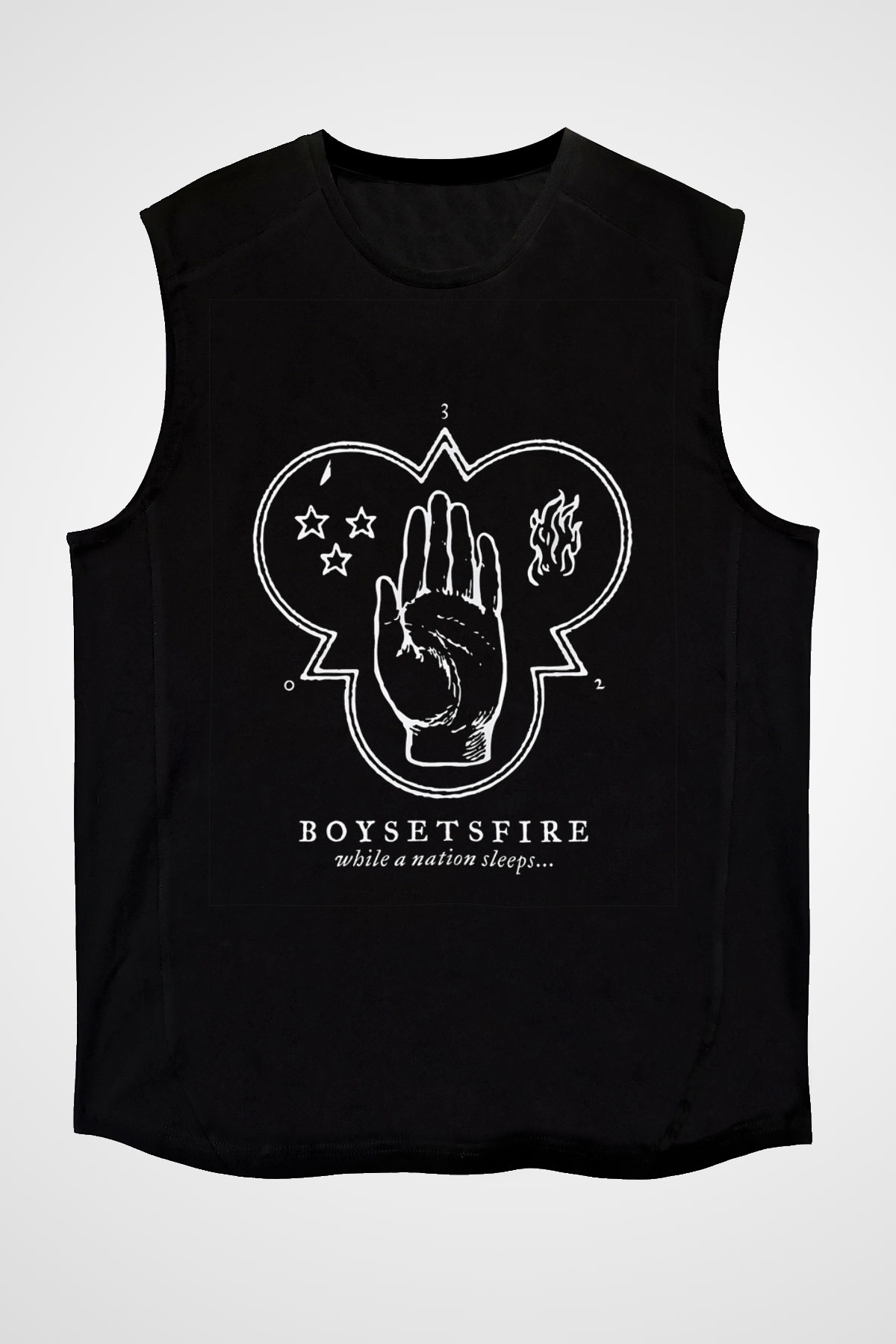 Boysetsfire Baskılı Unisex Siyah Kolsuz Tişört