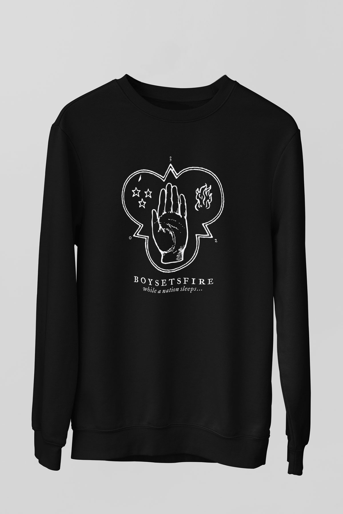 Boysetsfire Baskılı Unisex Siyah Sweatshirt