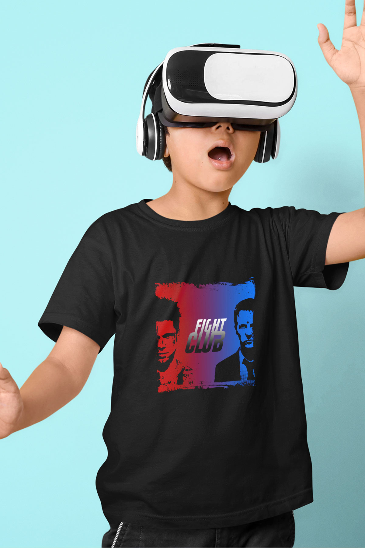 Brad Pitt Baskılı Unisex Siyah Çocuk Tişört