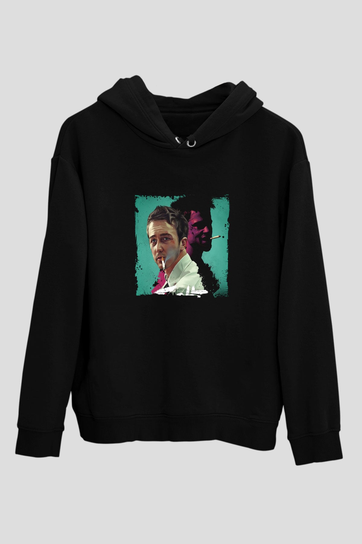 Brad Pitt Baskılı Unisex Siyah Hoodie
