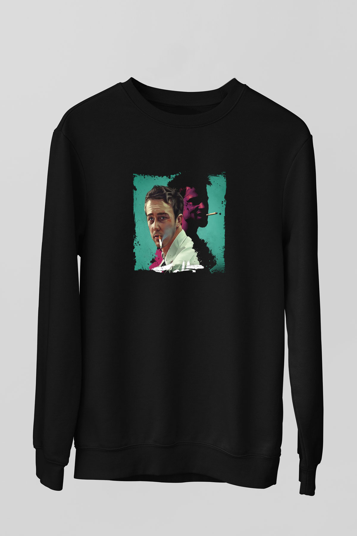 Brad Pitt Baskılı Unisex Siyah Sweatshirt