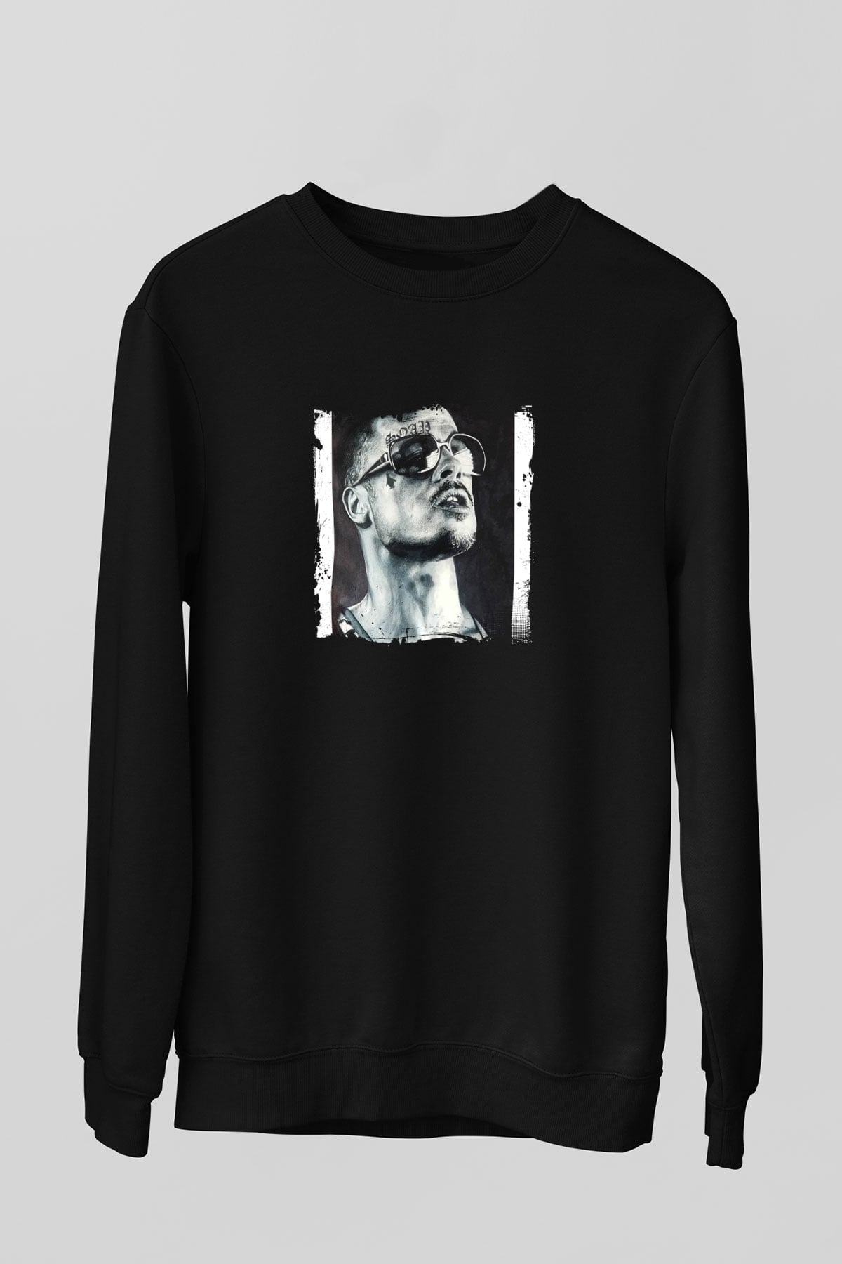 Brad Pitt Baskılı Unisex Siyah Sweatshirt