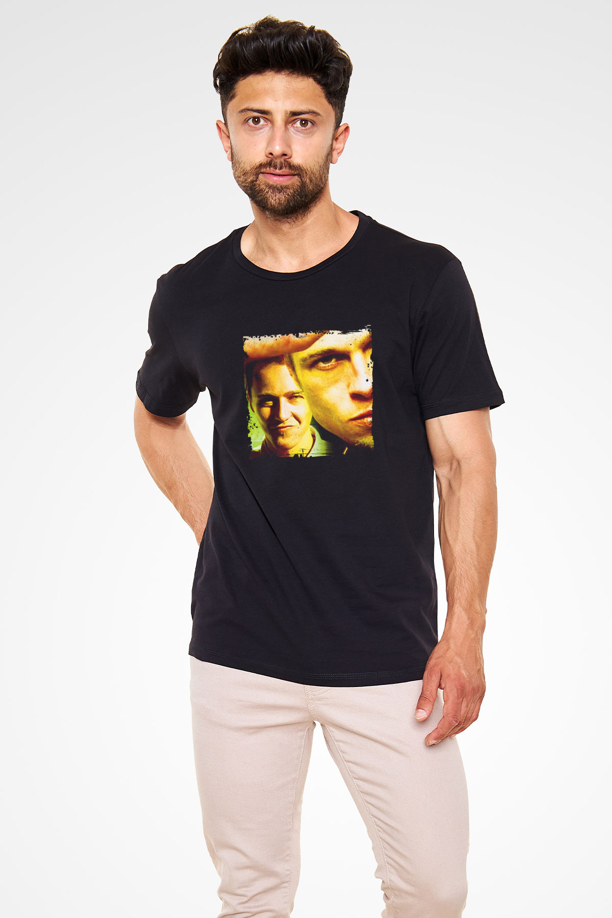 Brad Pitt Baskılı Unisex Siyah Tişört