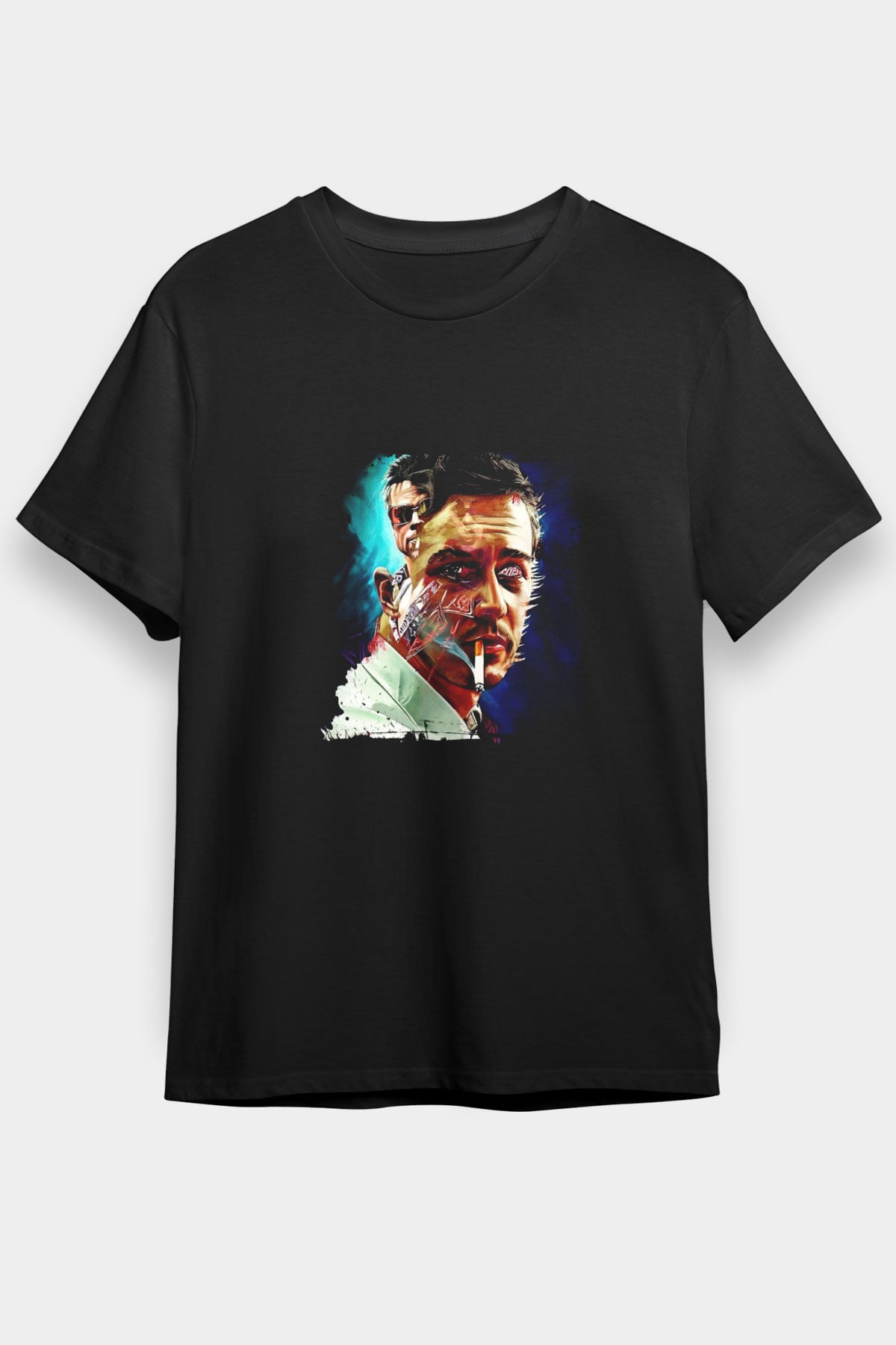 Brad Pitt Baskılı Unisex Siyah Tişört