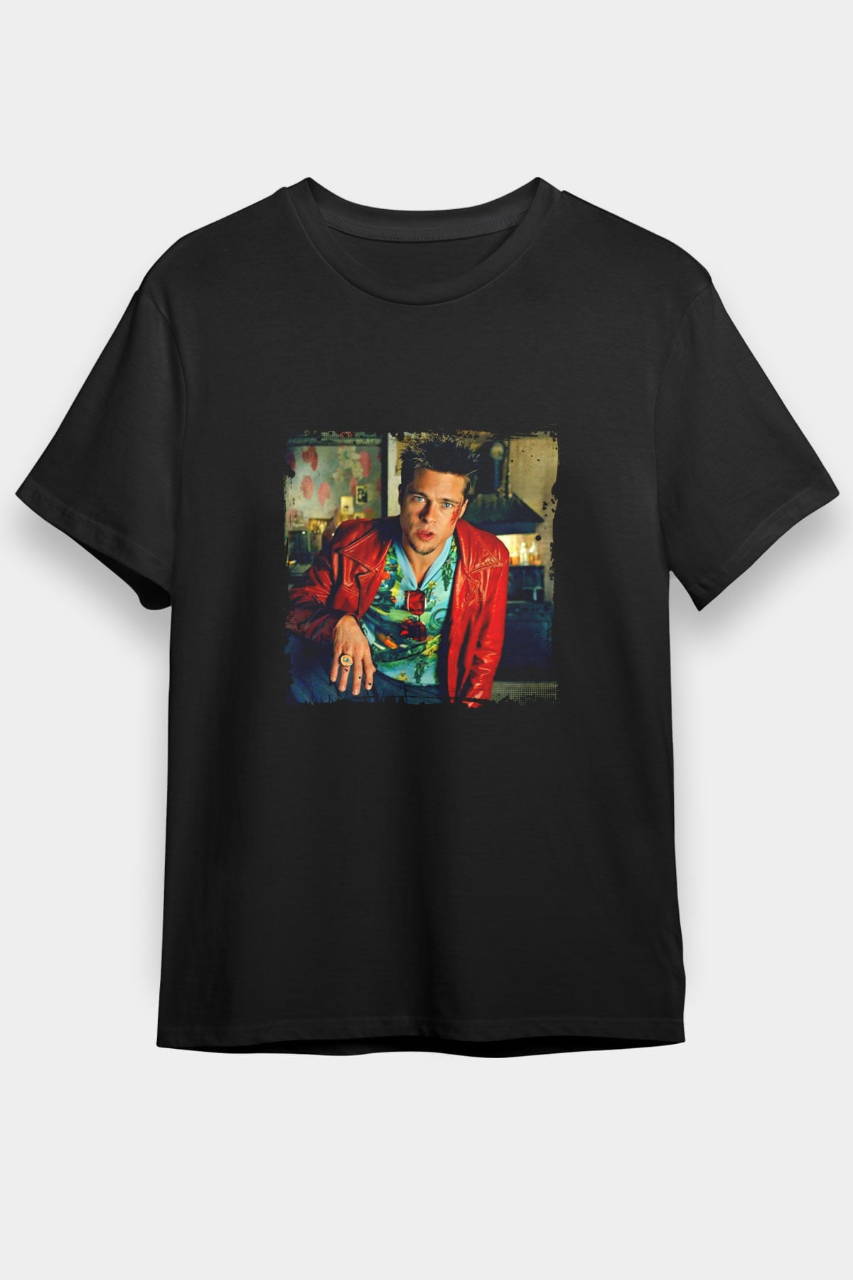 Brad Pitt Baskılı Unisex Siyah Tişört