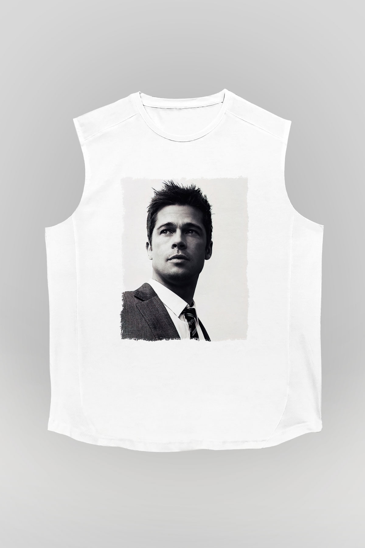 Brad Pitt Beyaz Unisex Kolsuz Tişört