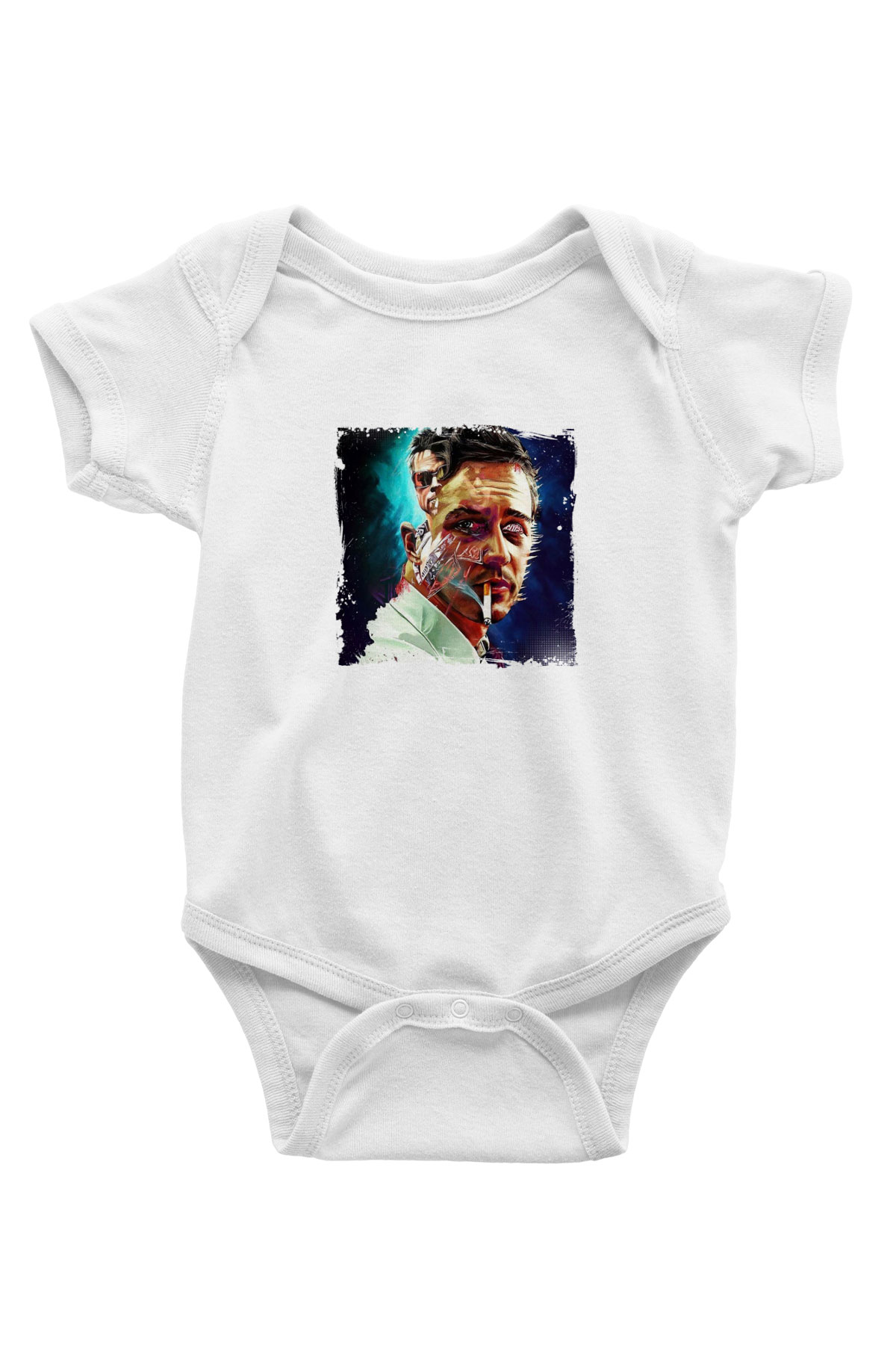 Brad Pitt Unisex Baskılı Beyaz Bebek Body - Zıbın