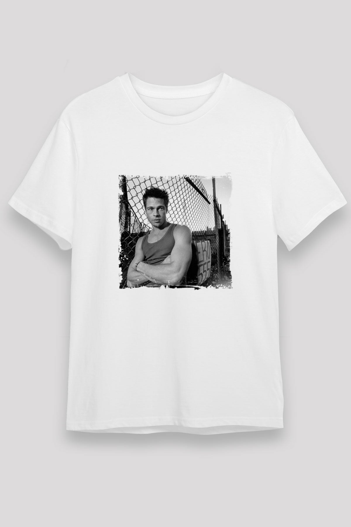 Brad Pitt Unisex Baskılı Beyaz Tişört