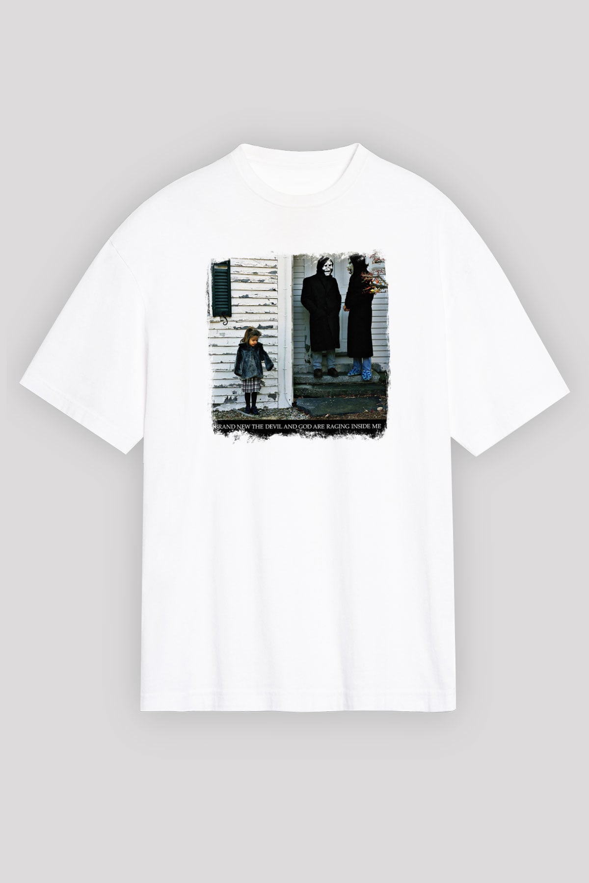 Brand New Baskılı Unisex Beyaz Oversize Tişört