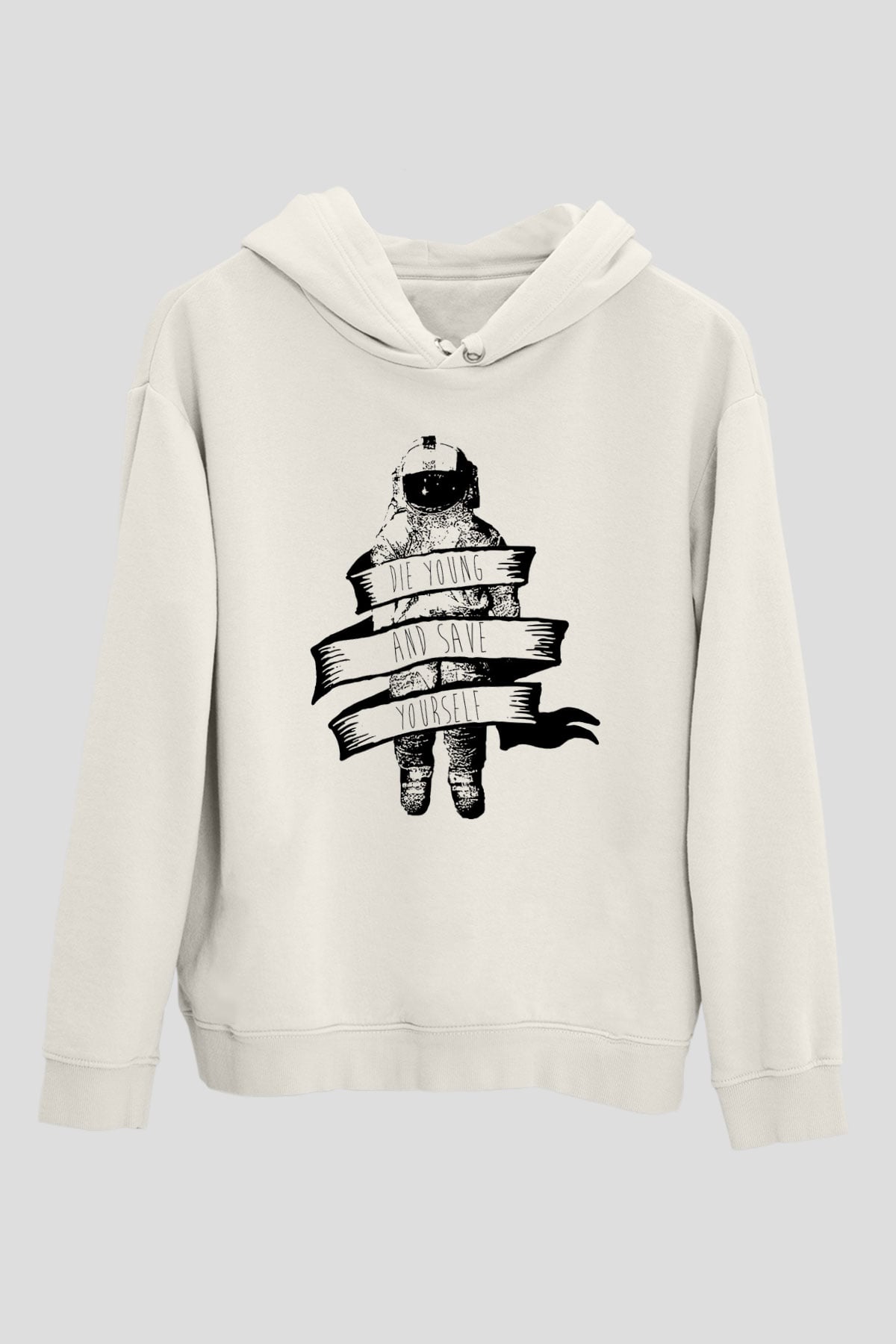 Brand New Beyaz Unisex Kapüşonlu Sweatshirt