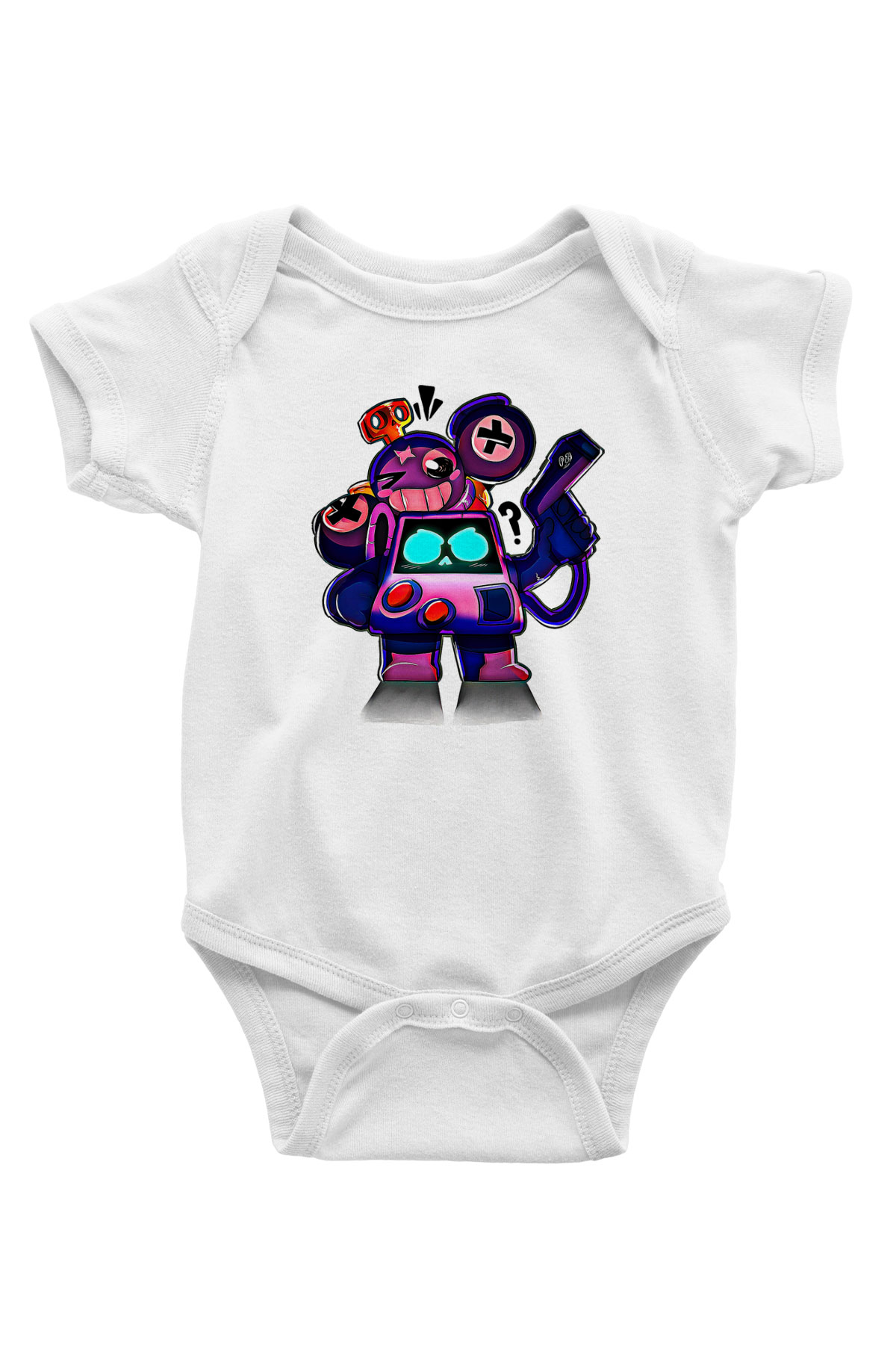 Brawl Stars Baskılı Beyaz Unisex Bebek Body - Zıbın