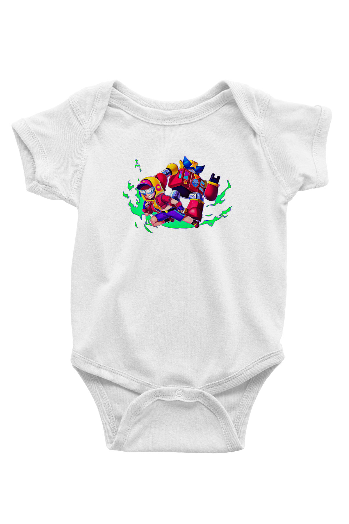 Brawl Stars Baskılı Beyaz Unisex Bebek Body - Zıbın