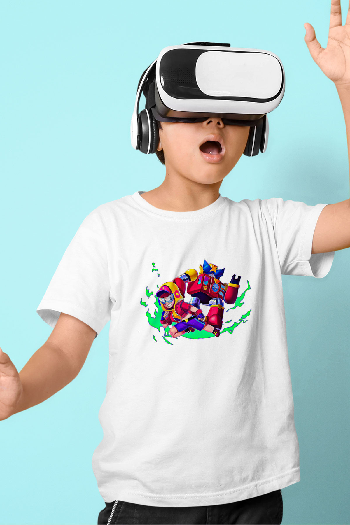 Brawl Stars Baskılı Beyaz Unisex Beyaz Çocuk Tişört - Tshirt