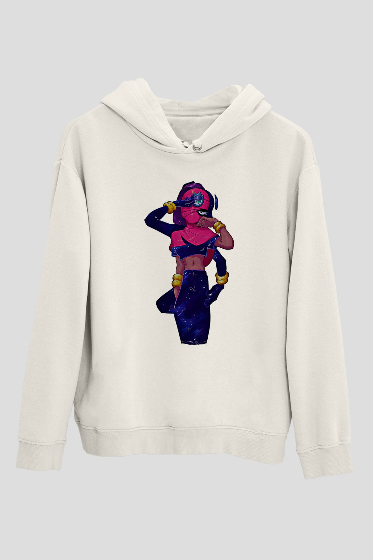 Brawl Stars Baskılı Beyaz Unisex Kapüşonlu Sweatshirt