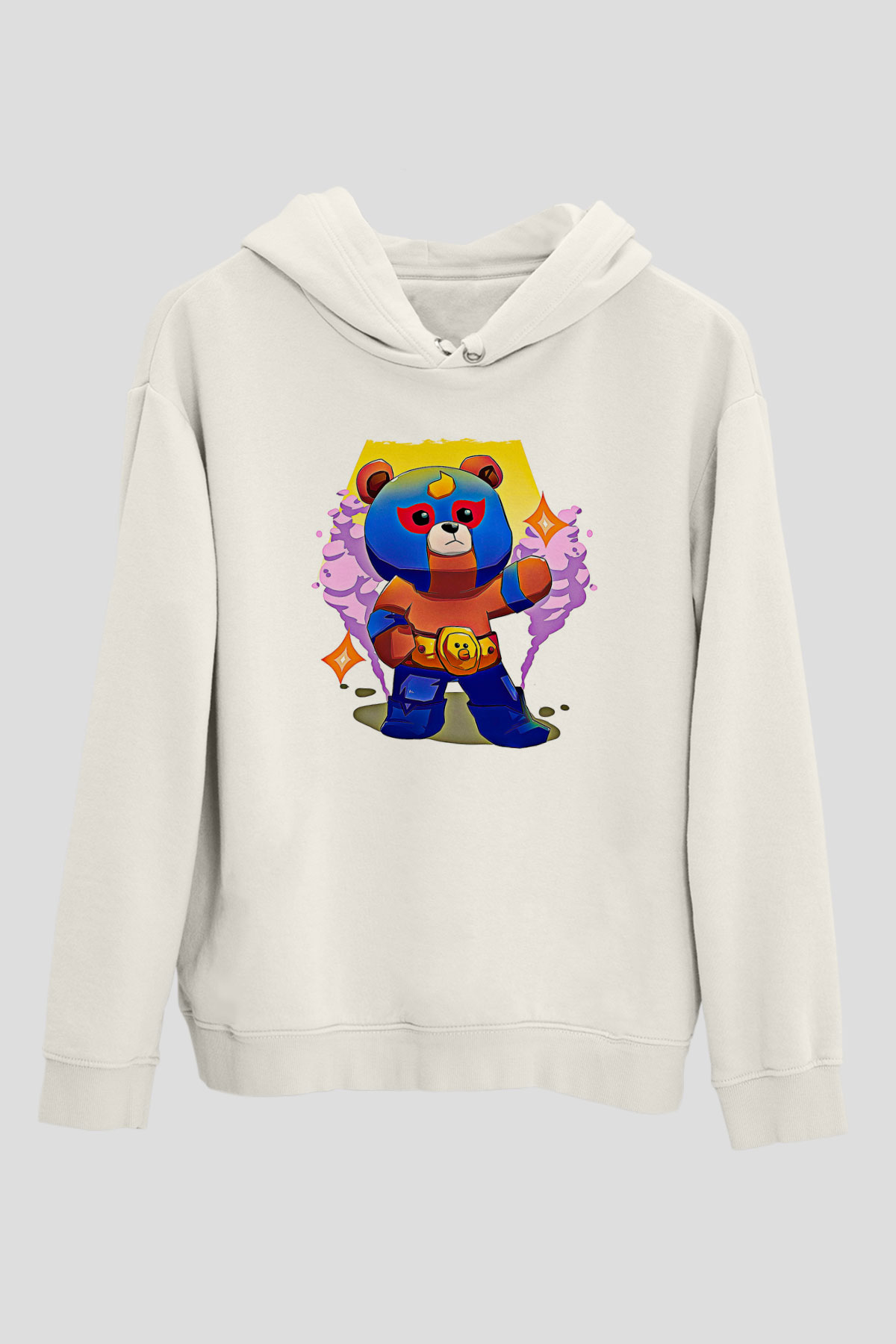 Brawl Stars Baskılı Beyaz Unisex Kapüşonlu Sweatshirt