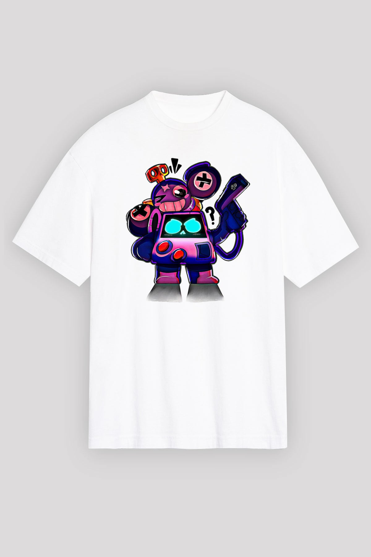 Brawl Stars Baskılı Beyaz Unisex Oversize Tişört - Tshirt