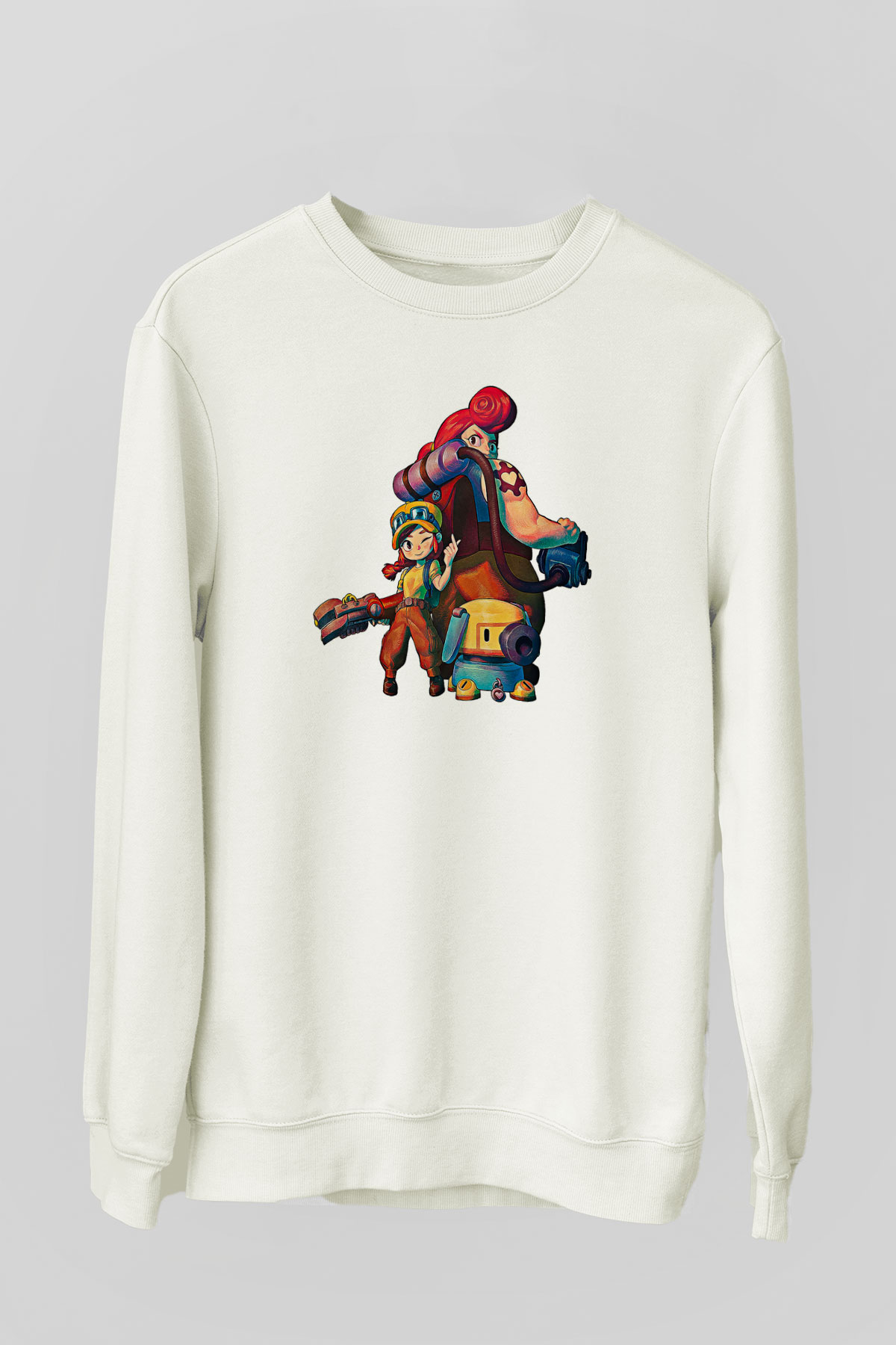 Brawl Stars Baskılı Beyaz Unisex Sweatshirt