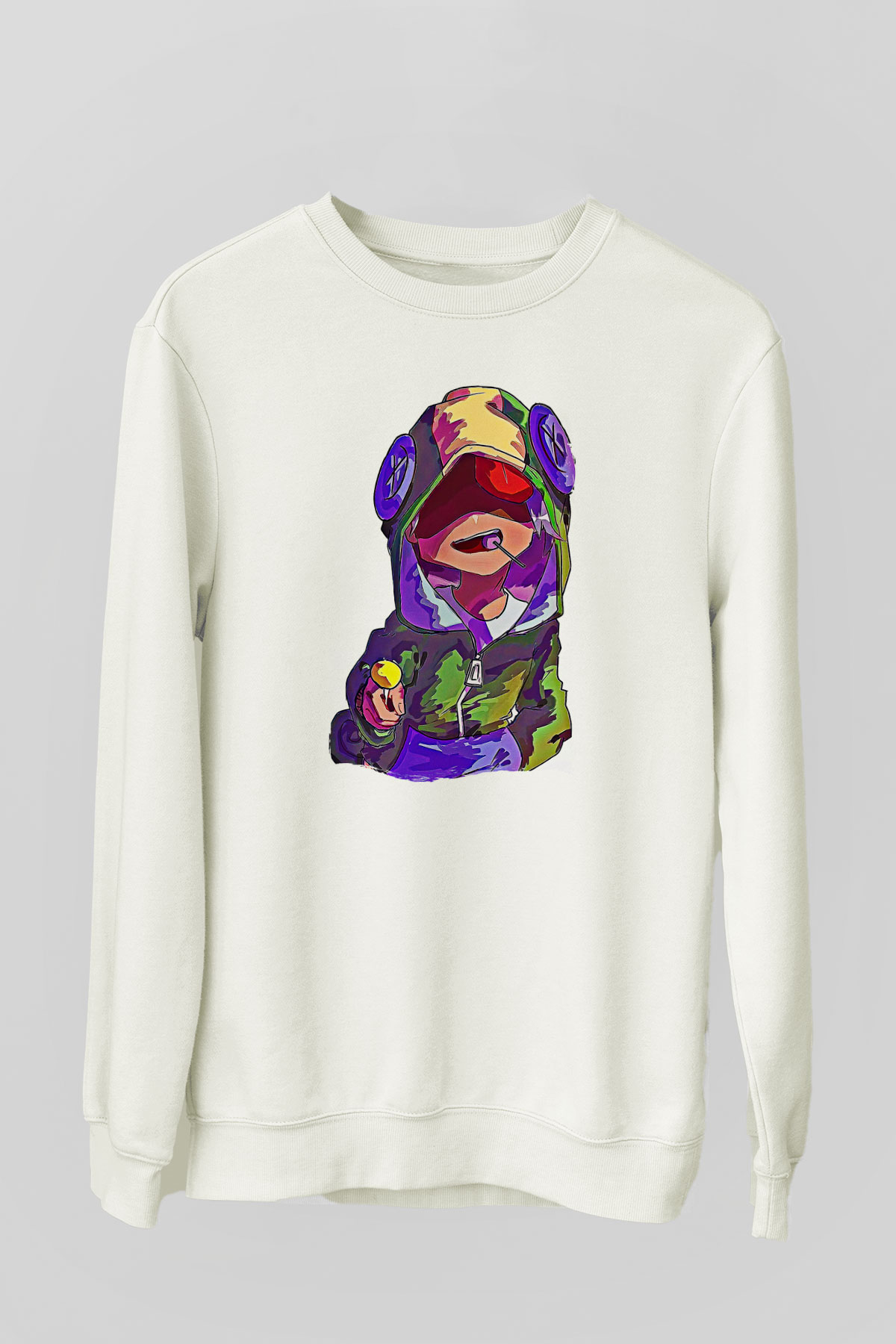 Brawl Stars Baskılı Beyaz Unisex Sweatshirt