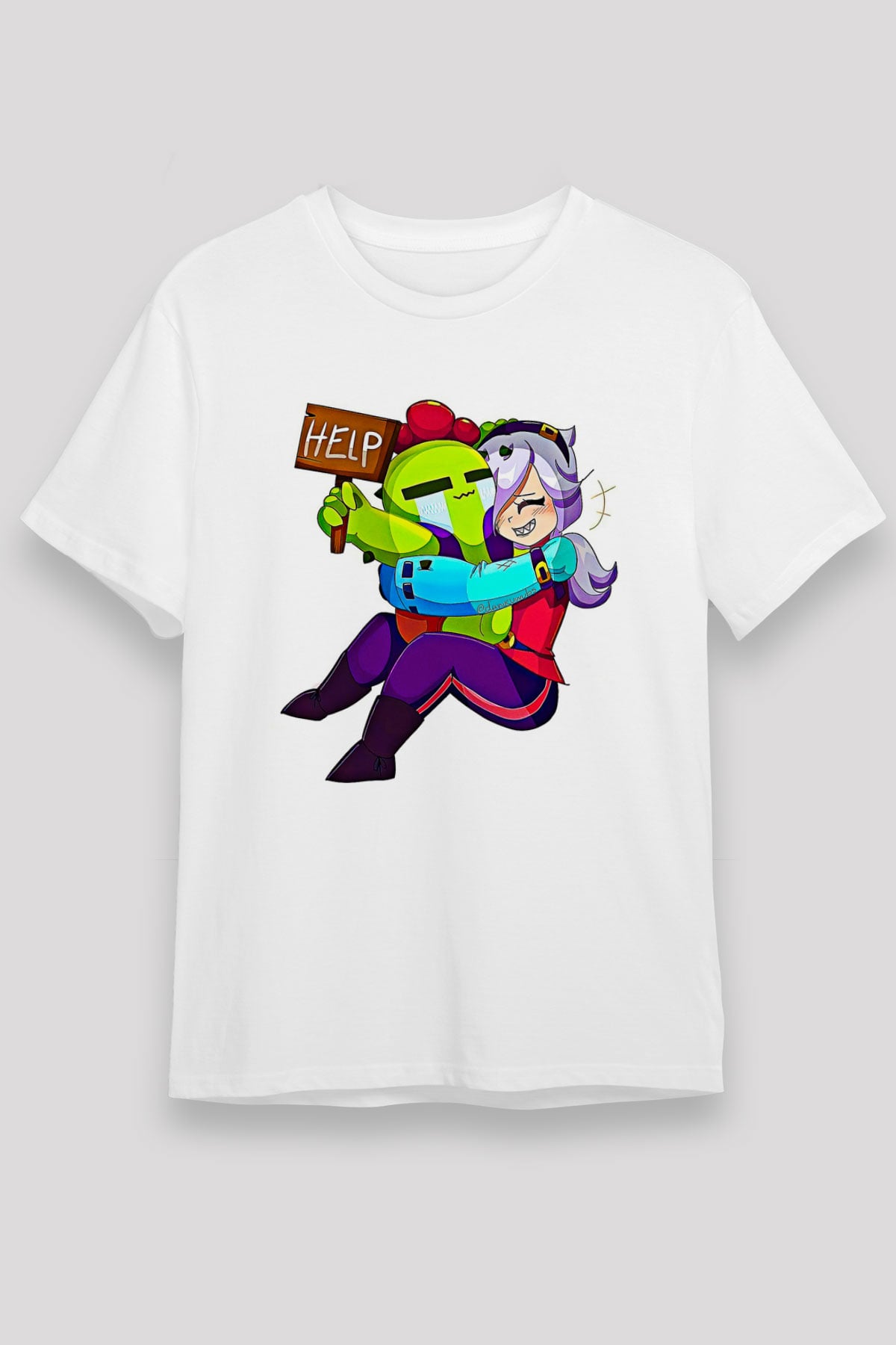 Brawl Stars Baskılı Unisex Beyaz Tişört - Tshirt
