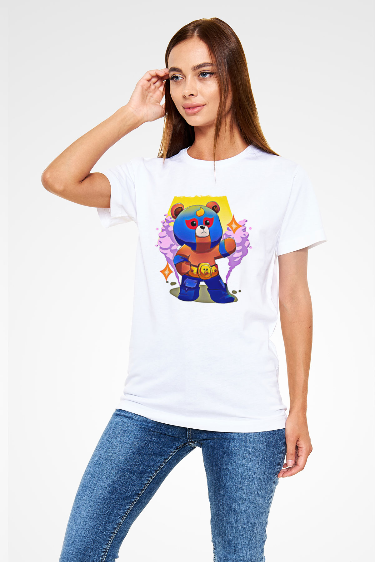 Brawl Stars Baskılı Unisex Beyaz Tişört - Tshirt