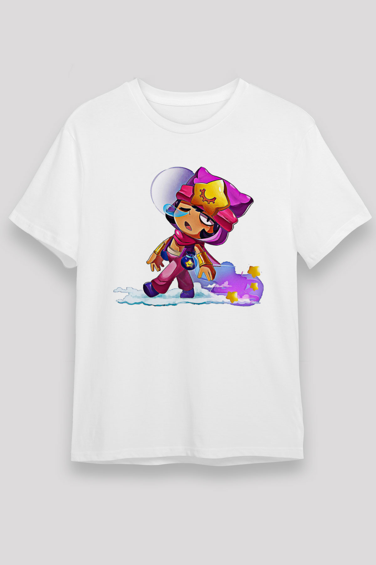 Brawl Stars Baskılı Unisex Beyaz Tişört - Tshirt
